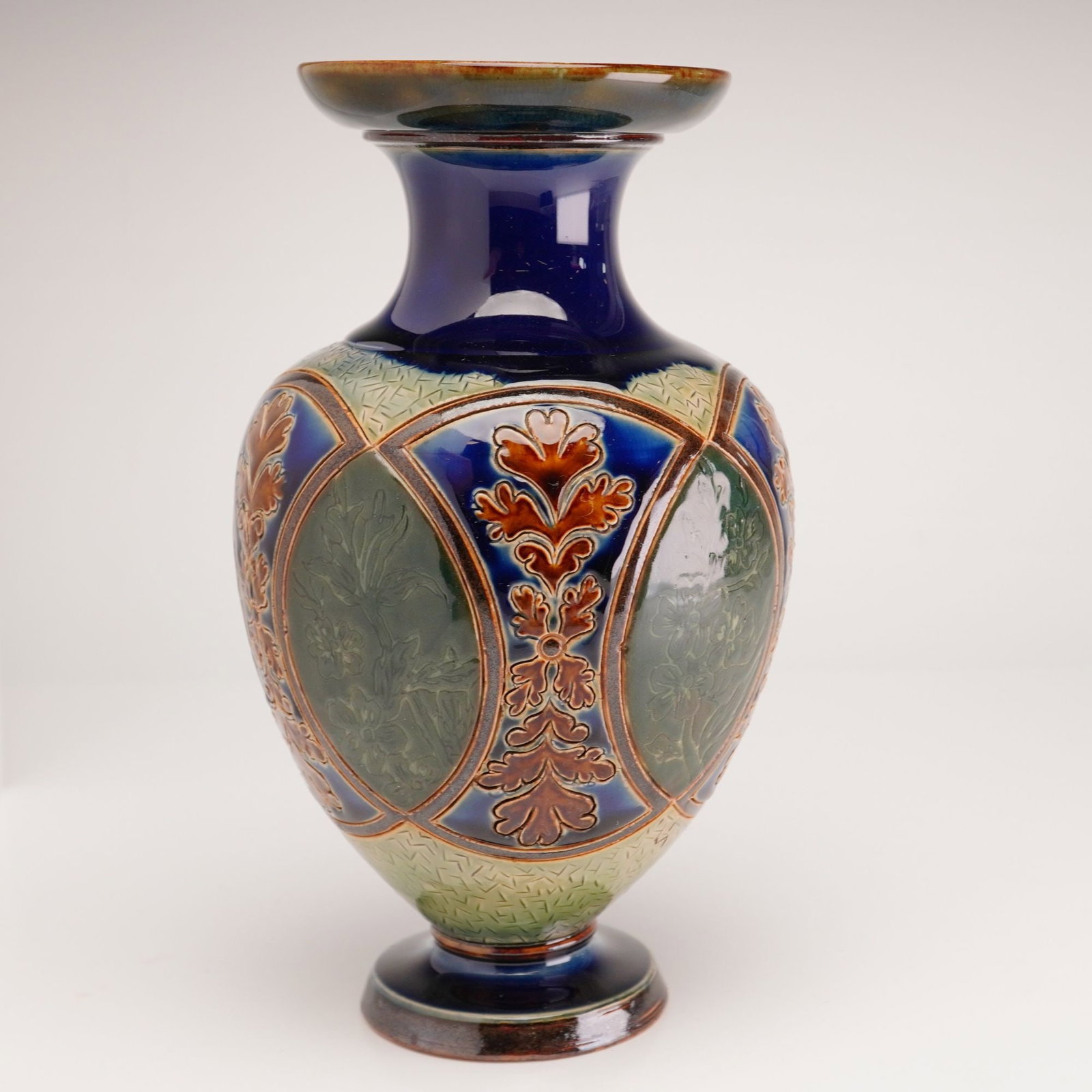 Doulton Lambeth by Edith Rogers Stoneware Cobalt Blue Vase, 1884 (1 of 4)