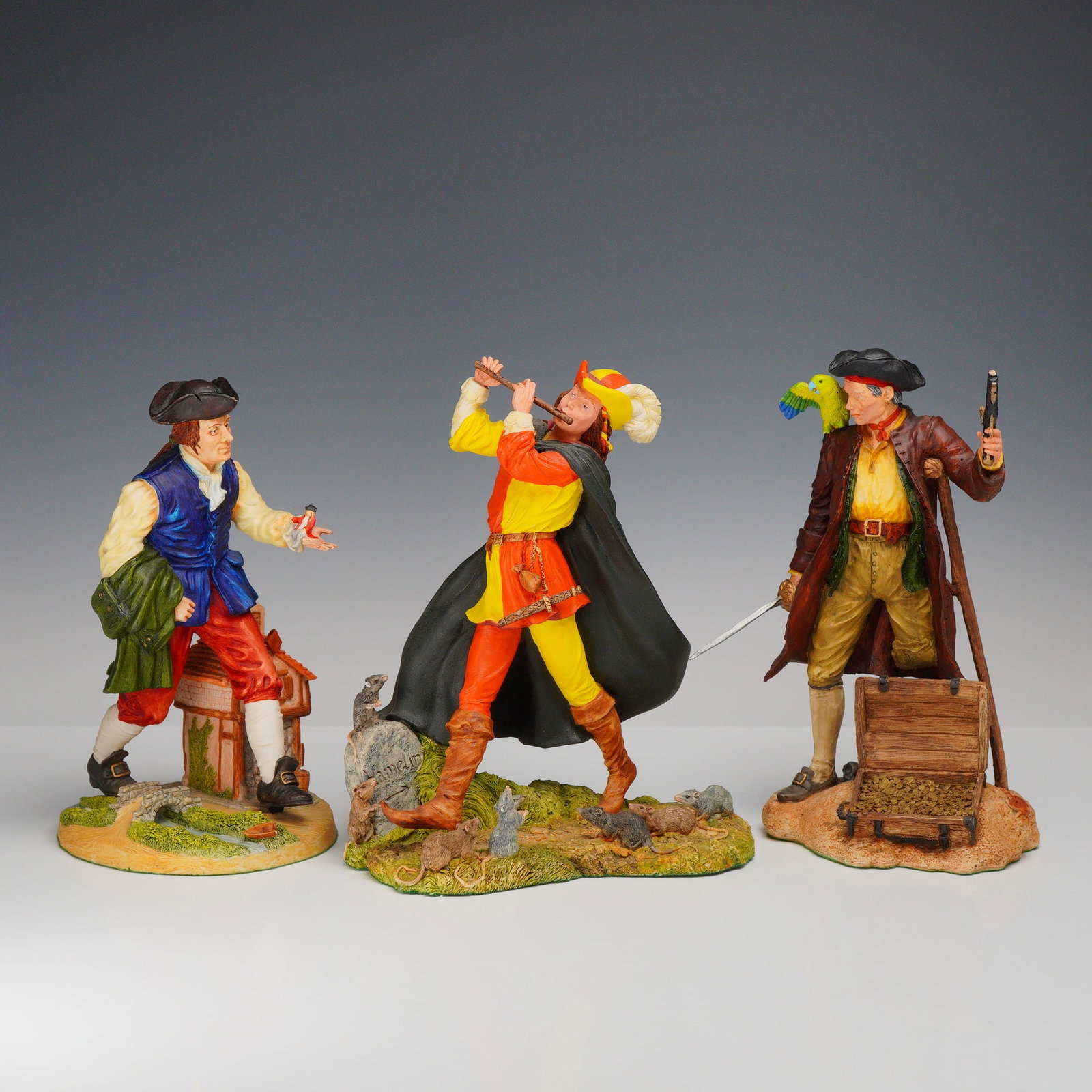 3p Royal Doulton Character Sculptures, Gulliver, Long John Silver, and The Pied Piper (1 of 5)