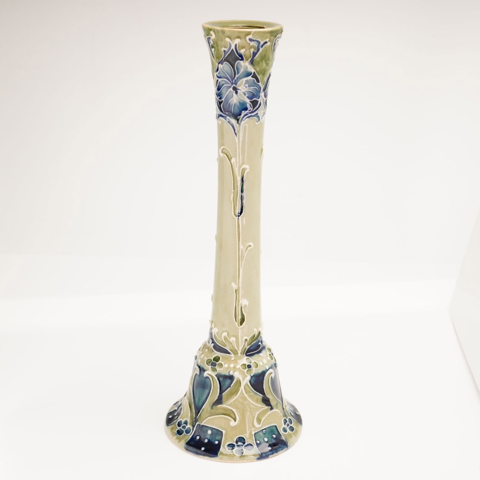 William Moorcroft for James Macintyre and Co. Florian Ware Candleholder, Blue Poppy (1 of 3)