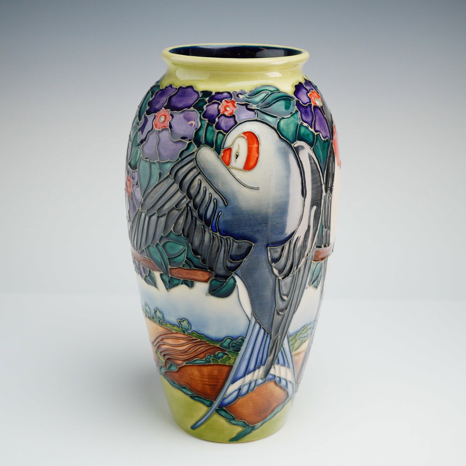 Moorcroft Swallows Pattern Ceramic Vase - 2