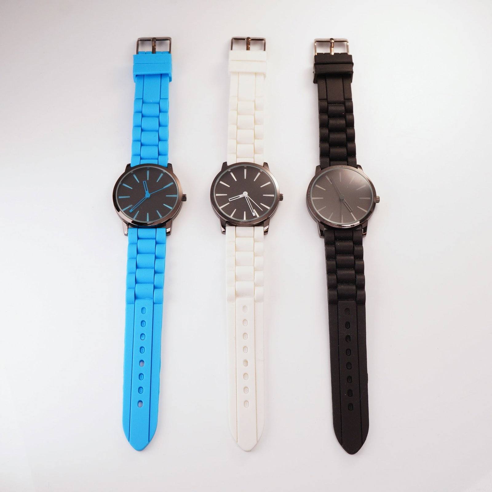 Three Contemporary Stainless Steel Quartz Wristwatches with Silicone Strap (1 of 3)