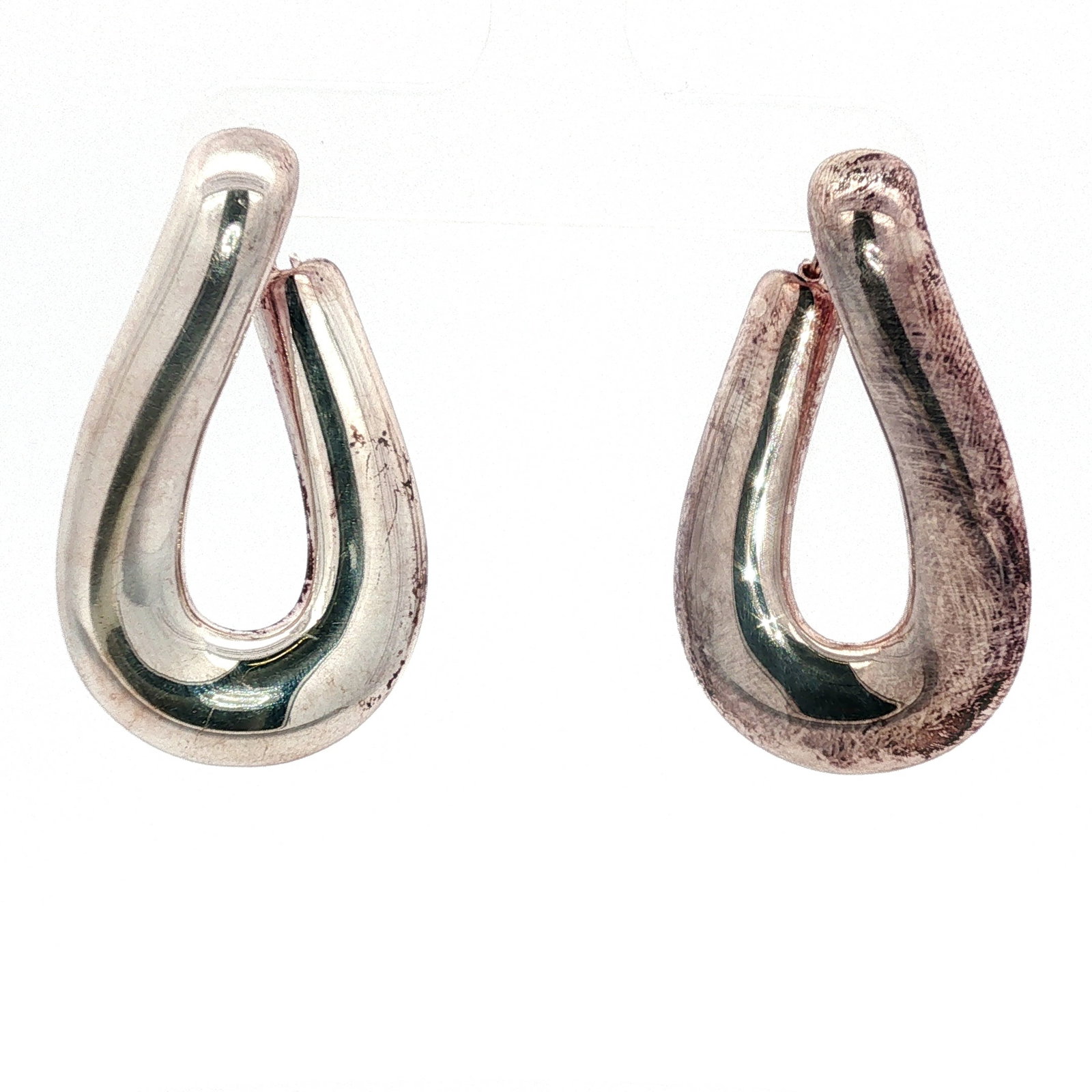 950 Silver Twisted Teardop Hoop Earrings (1 of 4)