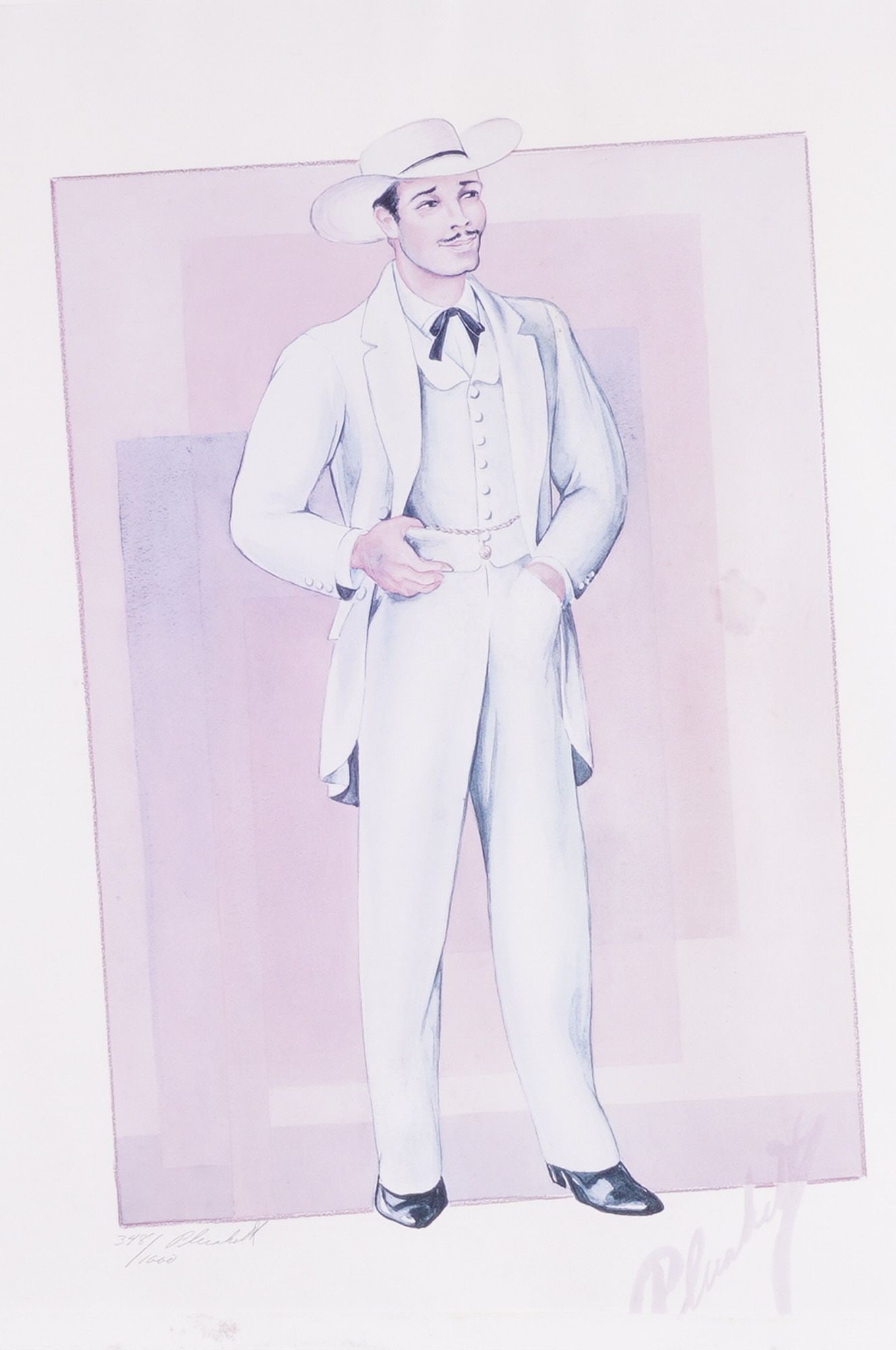 Walter Plunkett Gone with the Wind Rhett Butler Costume Design Lithograph (1 of 8)