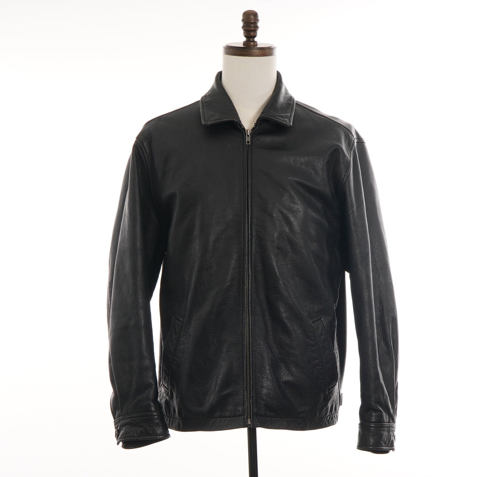 Gap Men's Genuine Leather Zip-Front Jacket, Black, Size Medium (1 of 3)