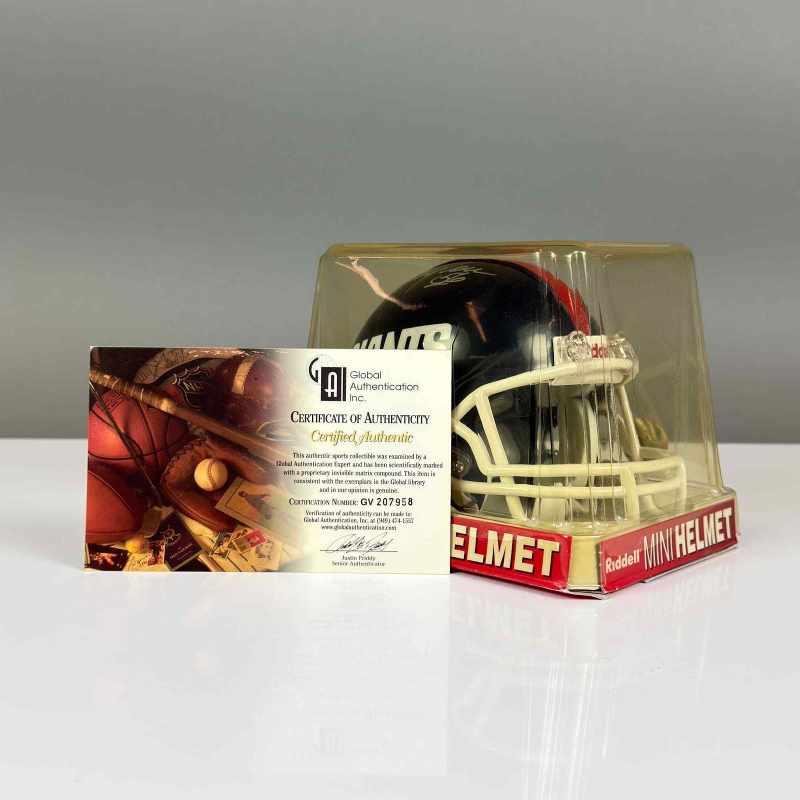 Lawrence Taylor Signed New York Giants Riddell Mini Helmet in Original Box with GAI COA (1 of 5)