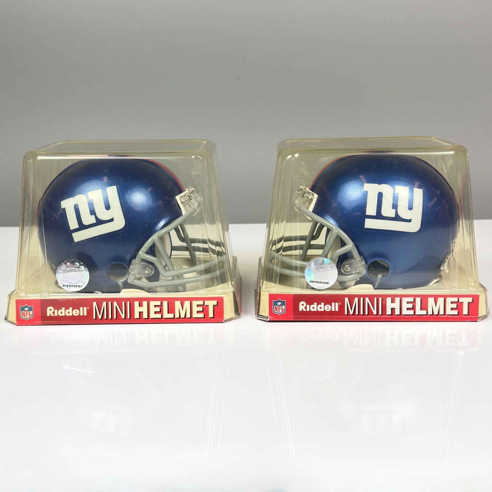 2pc New York Giants NFL Riddell Mini Helmets, One Signed by Tiki Barber with COA (1 of 5)