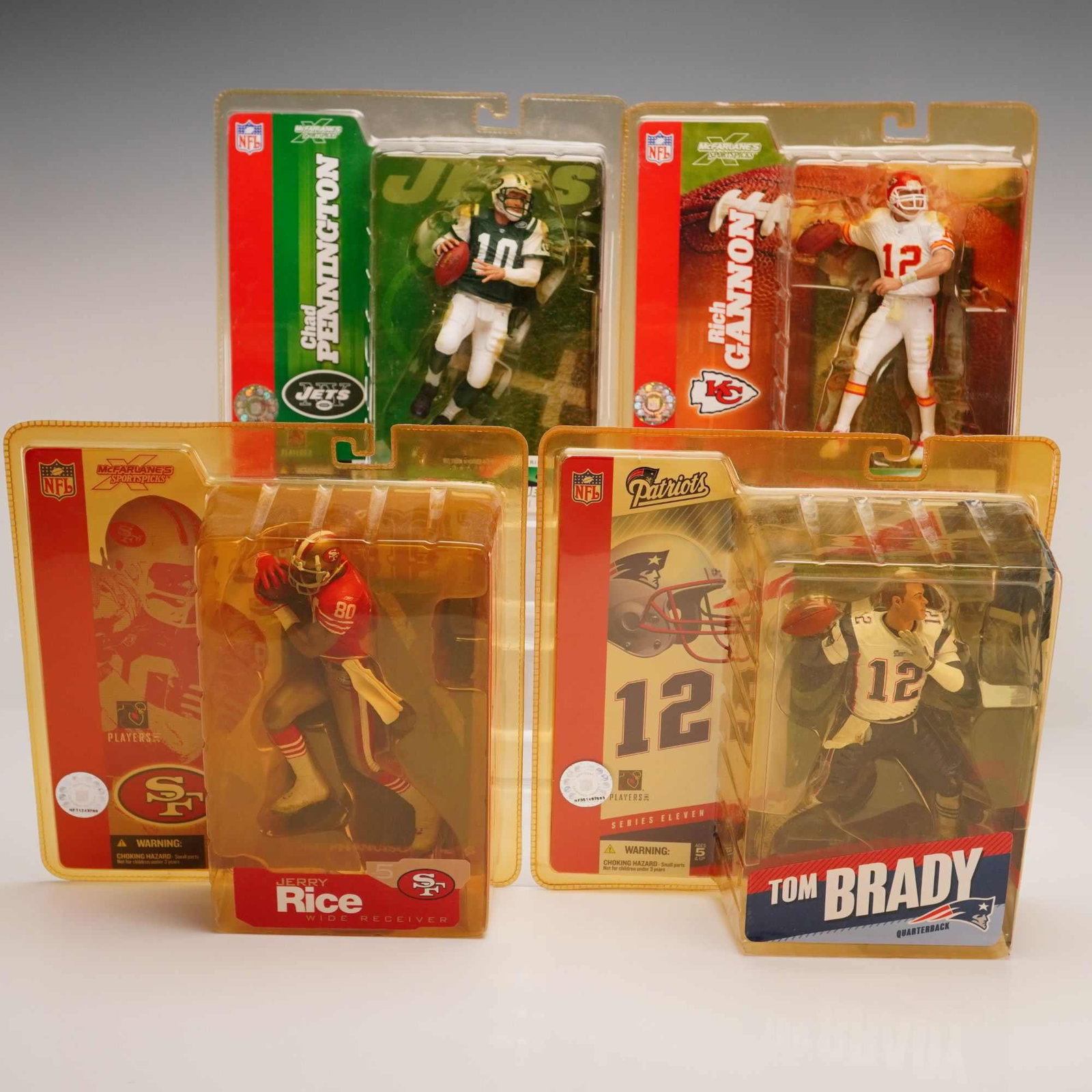 4pc McFarlane Toys NFL SportsPicks Action Figures Including Tom Brady and Jerry Rice (1 of 3)