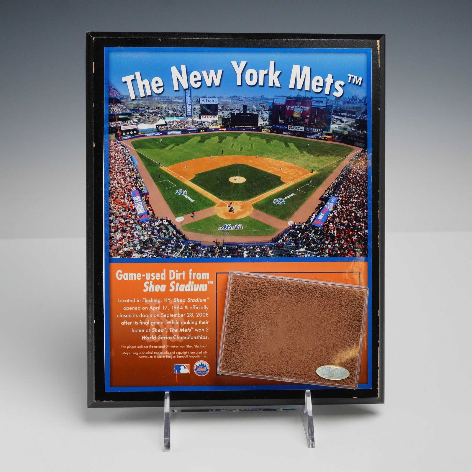 New York Mets Shea Stadium Commemorative Plaque with Game-Used Dirt and Steiner COA (1 of 4)