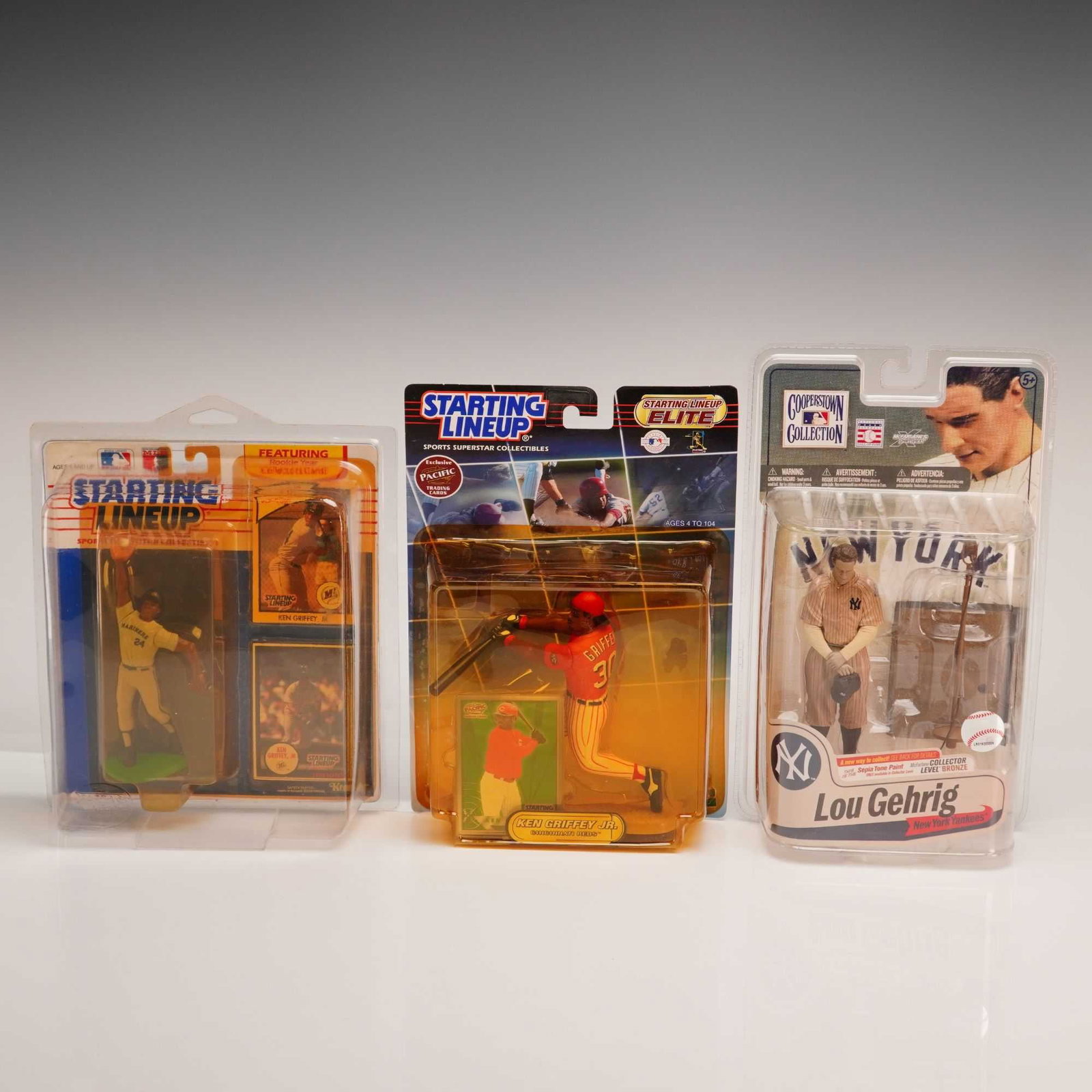3pc Factory-Sealed MLB Action Figures Featuring Ken Griffey Jr. and Lou Gehrig (1 of 3)