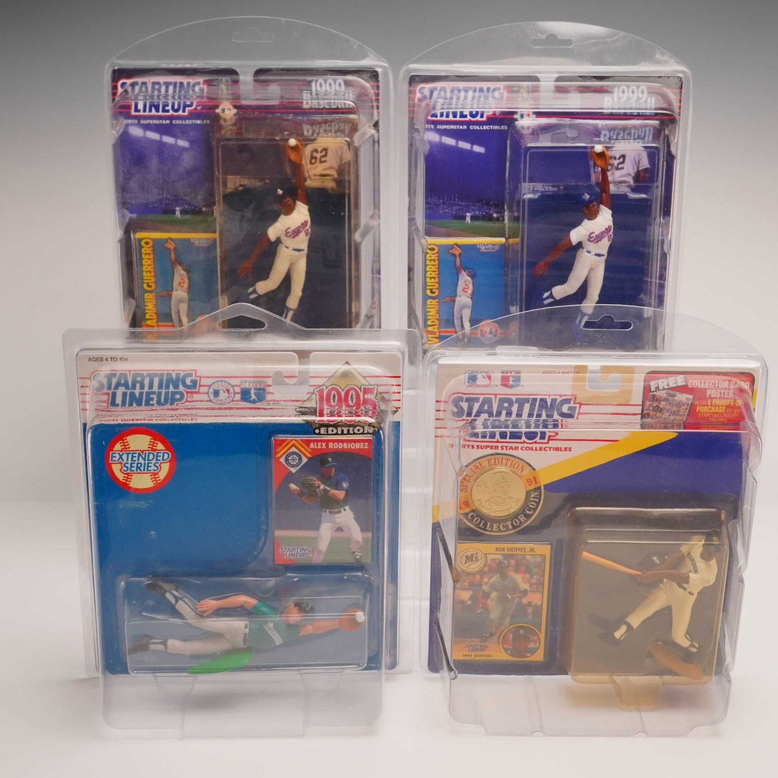 4pc Kenner Starting Lineup MLB Action Figures Featuring Ken Griffey Jr., Alex Rodriguez, and (1 of 3)