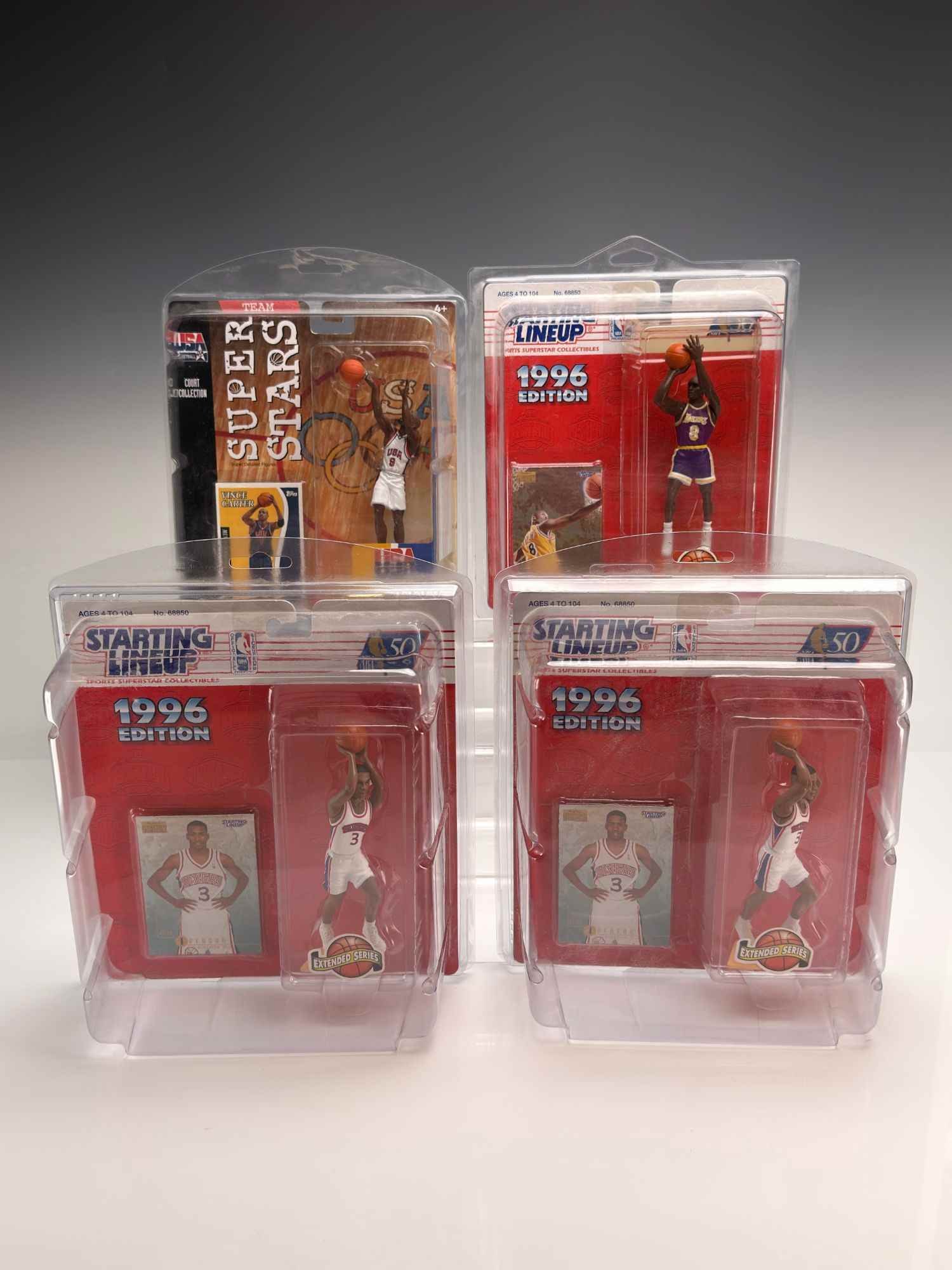 4pc NBA and USA Basketball Figurines Including Kobe Bryant, Allen Iverson, and Vince Carter (1 of 3)