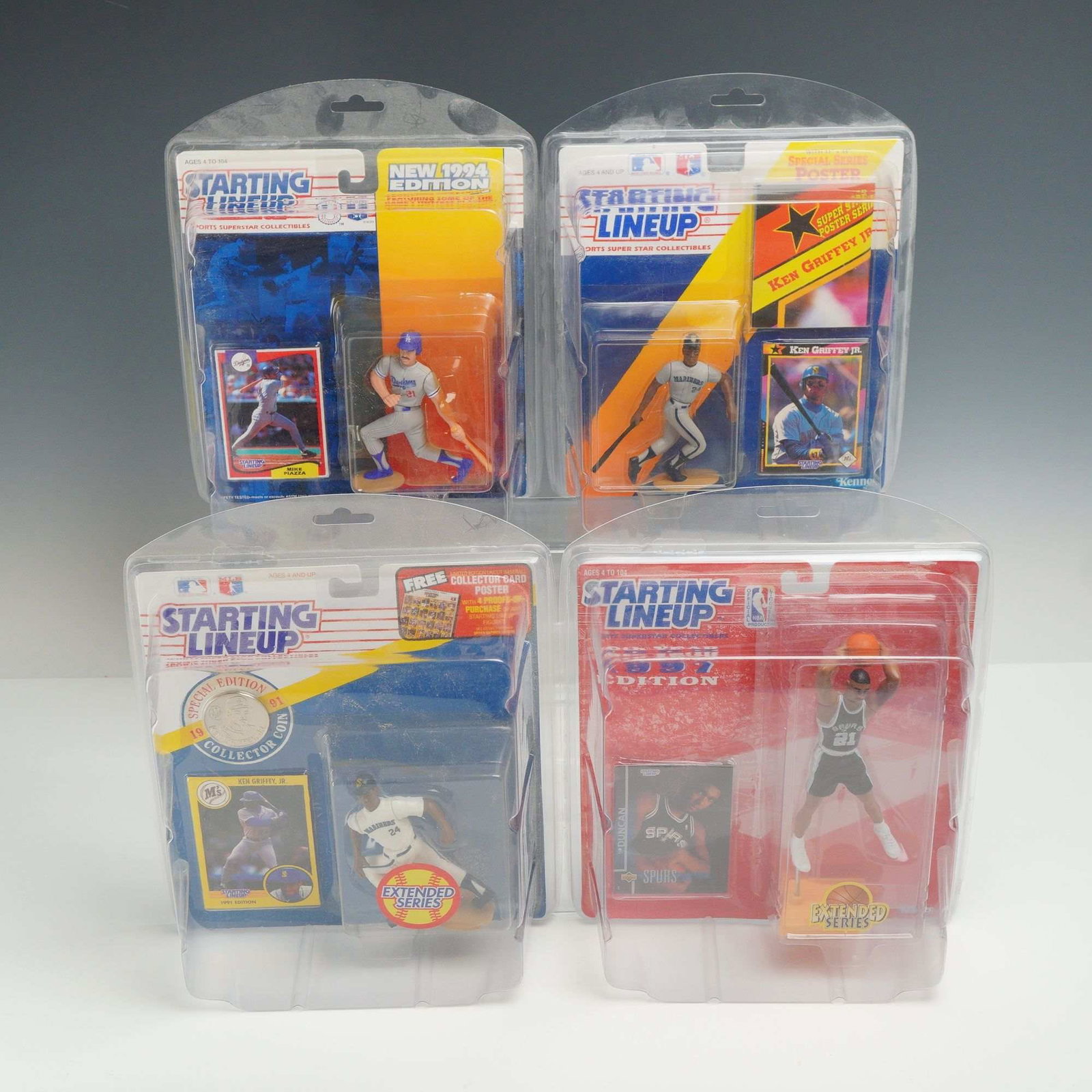 4pc Kenner Starting Lineup Sports Action Figures in Original Boxes Featuring MLB and NBA Players (1 of 3)
