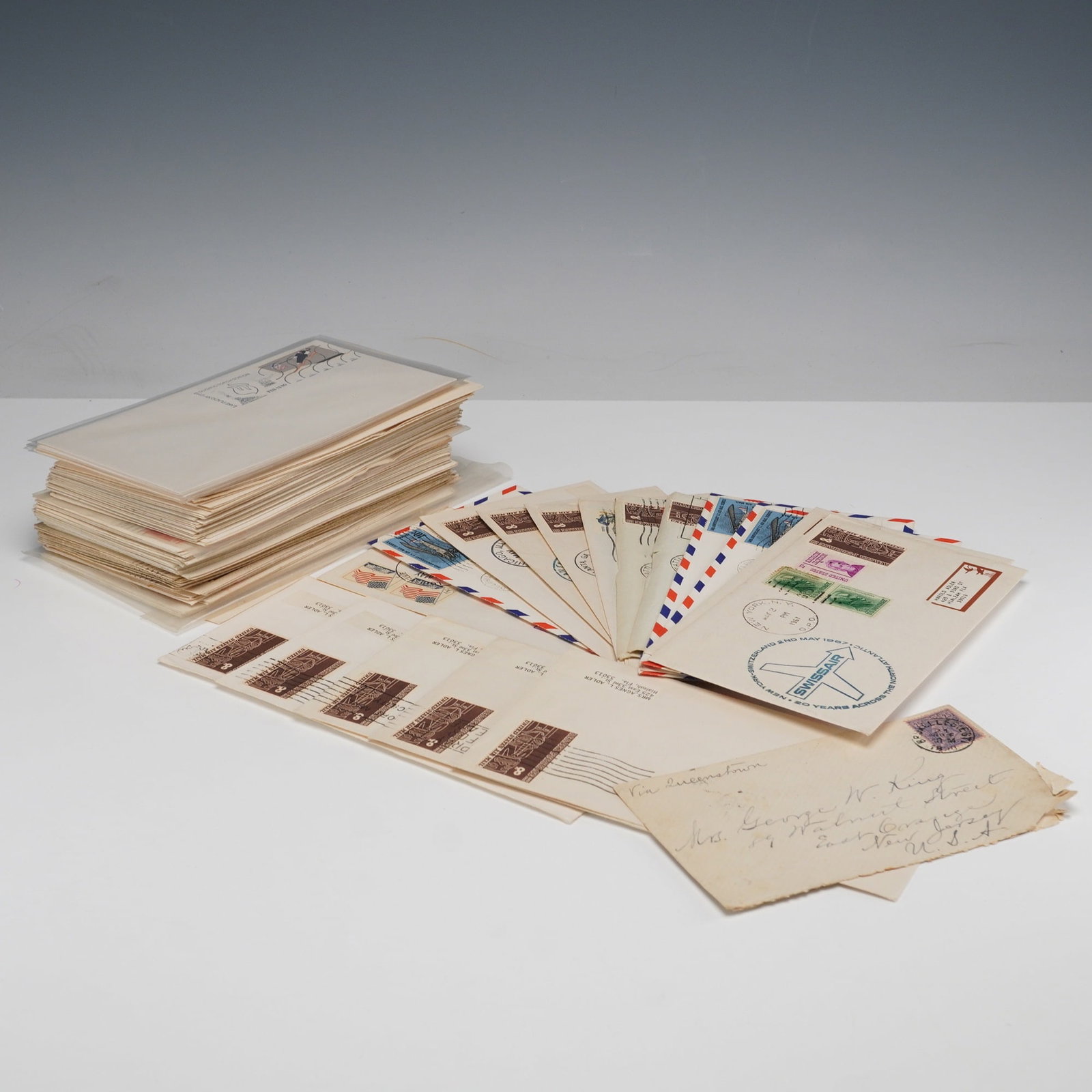 100pc First Day Covers: This collection includes approximately 100 First Day Covers, each featuring postal stamps from 1967. The covers are marked with official postmarks from various cities, such as New York, Charleston, an