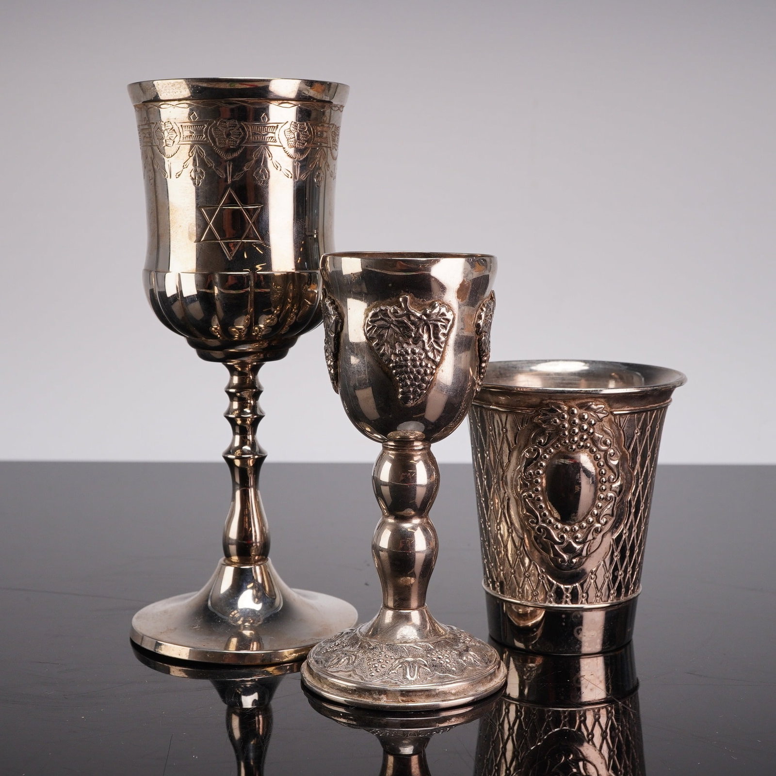 3pc Silver-Toned Kiddush Cup & Goblets Collection (1 of 3)