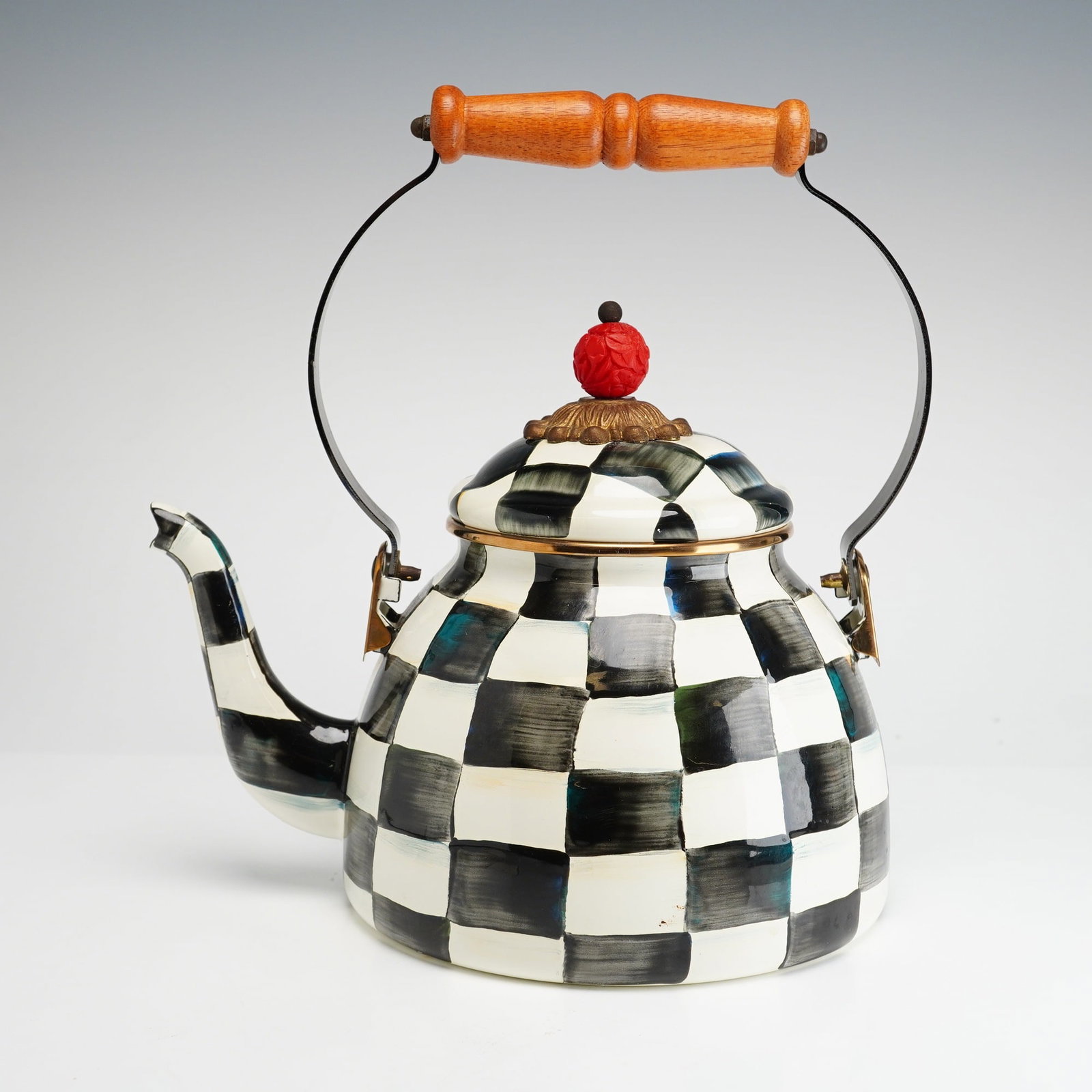 MacKenzie-Childs Courtly Check Enamel Tea Kettle with Lid (1 of 5)