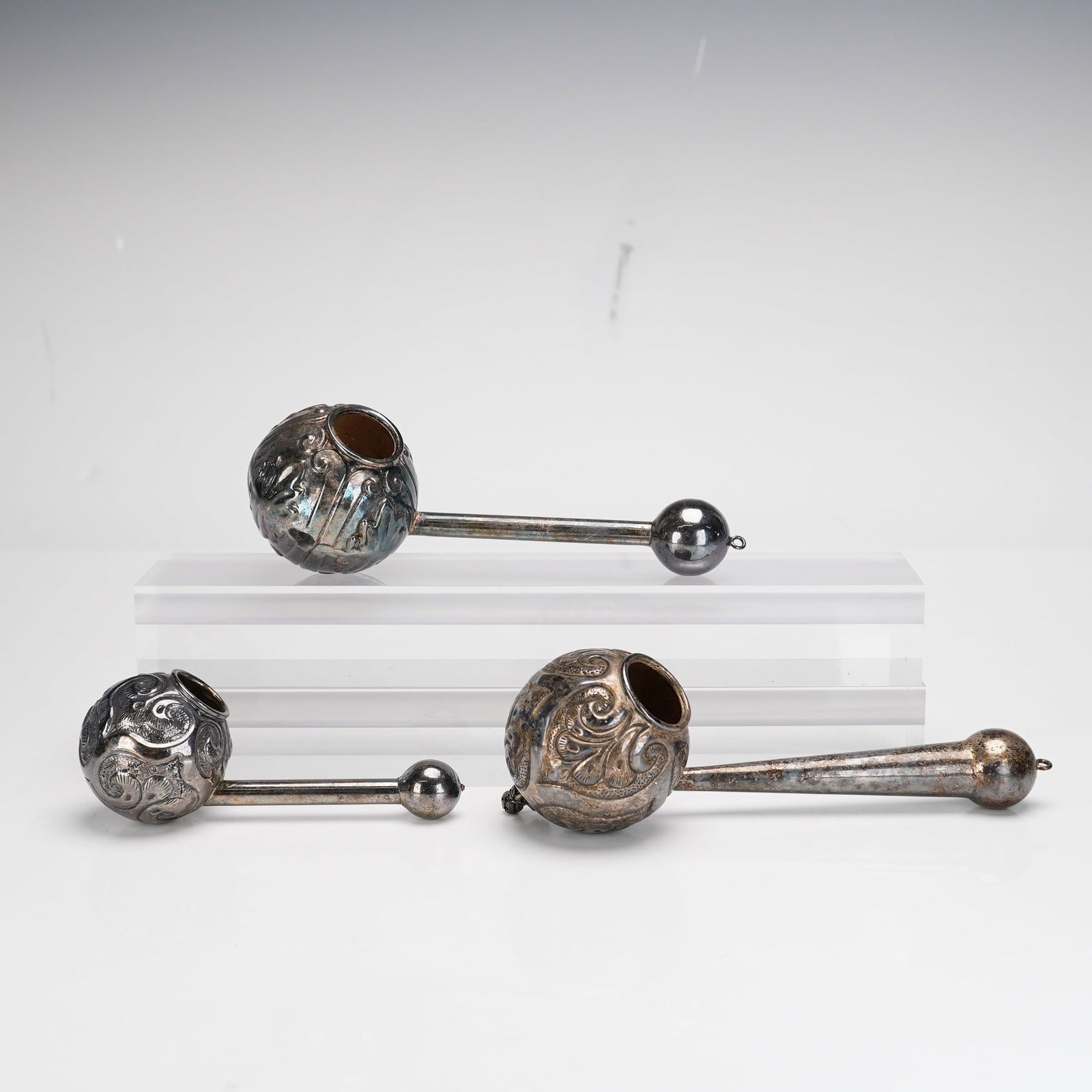 3pc Ceremonial Middle Eastern Silver Over Copper Ladles (1 of 3)