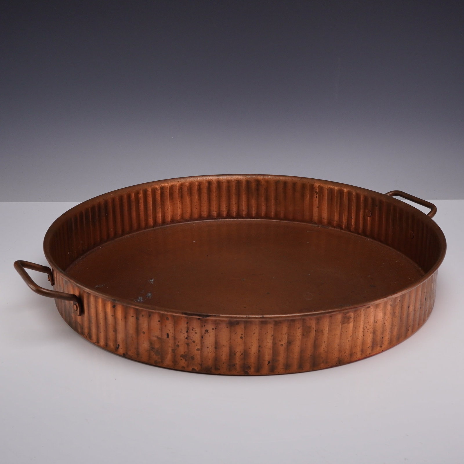 Large 20th Century Turkish Copper Round Cooking Tray with Fluted Sides (1 of 4)