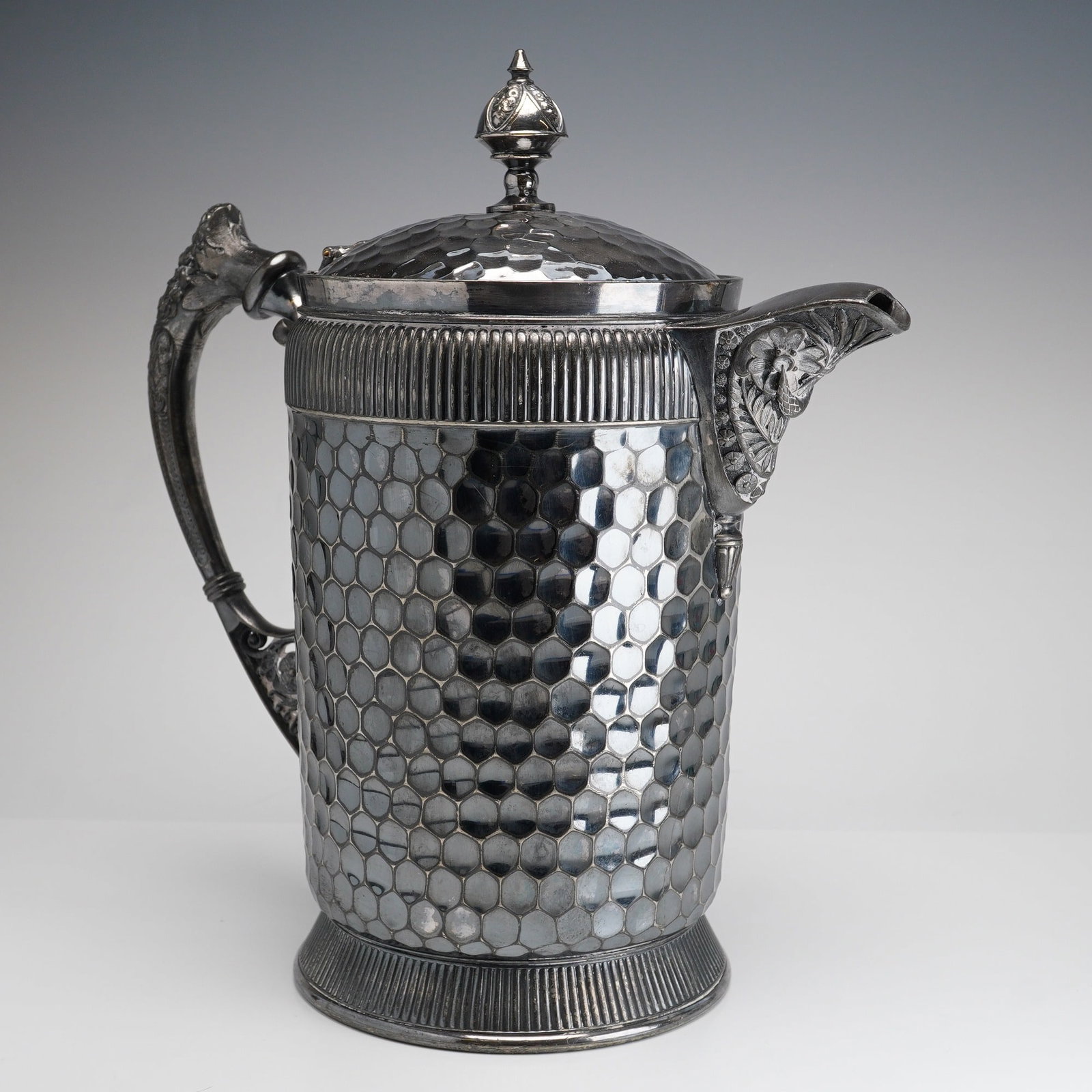 1868 Meriden Britannia Company Silver-Plated Hammered Honeycomb Pitcher (1 of 4)