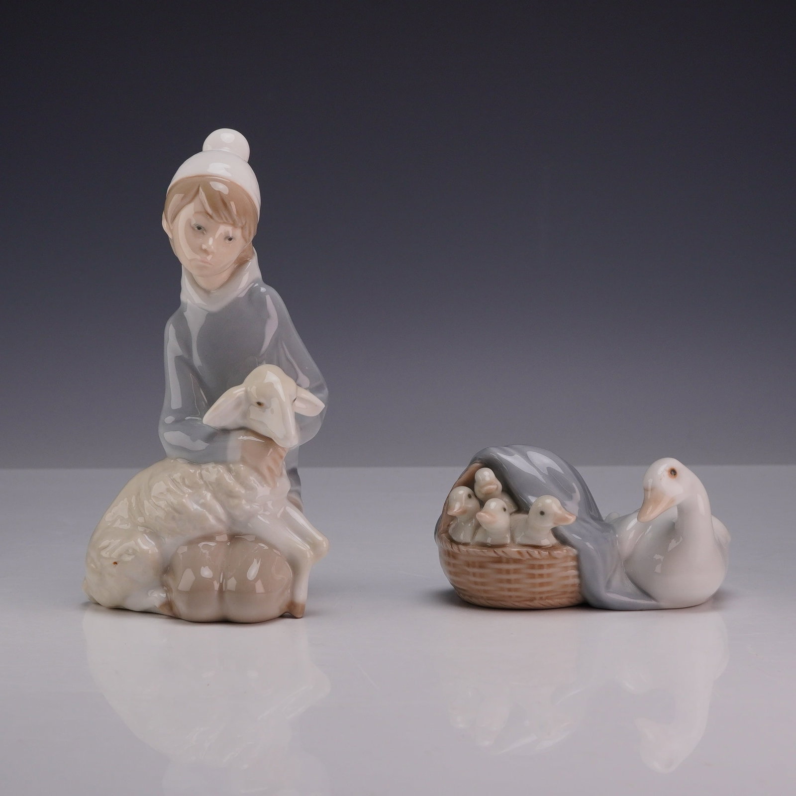 Two Lladro Porcelain Figurines, Shepherd with Lamb 01004676 and Ducks 01004895 (1 of 3)