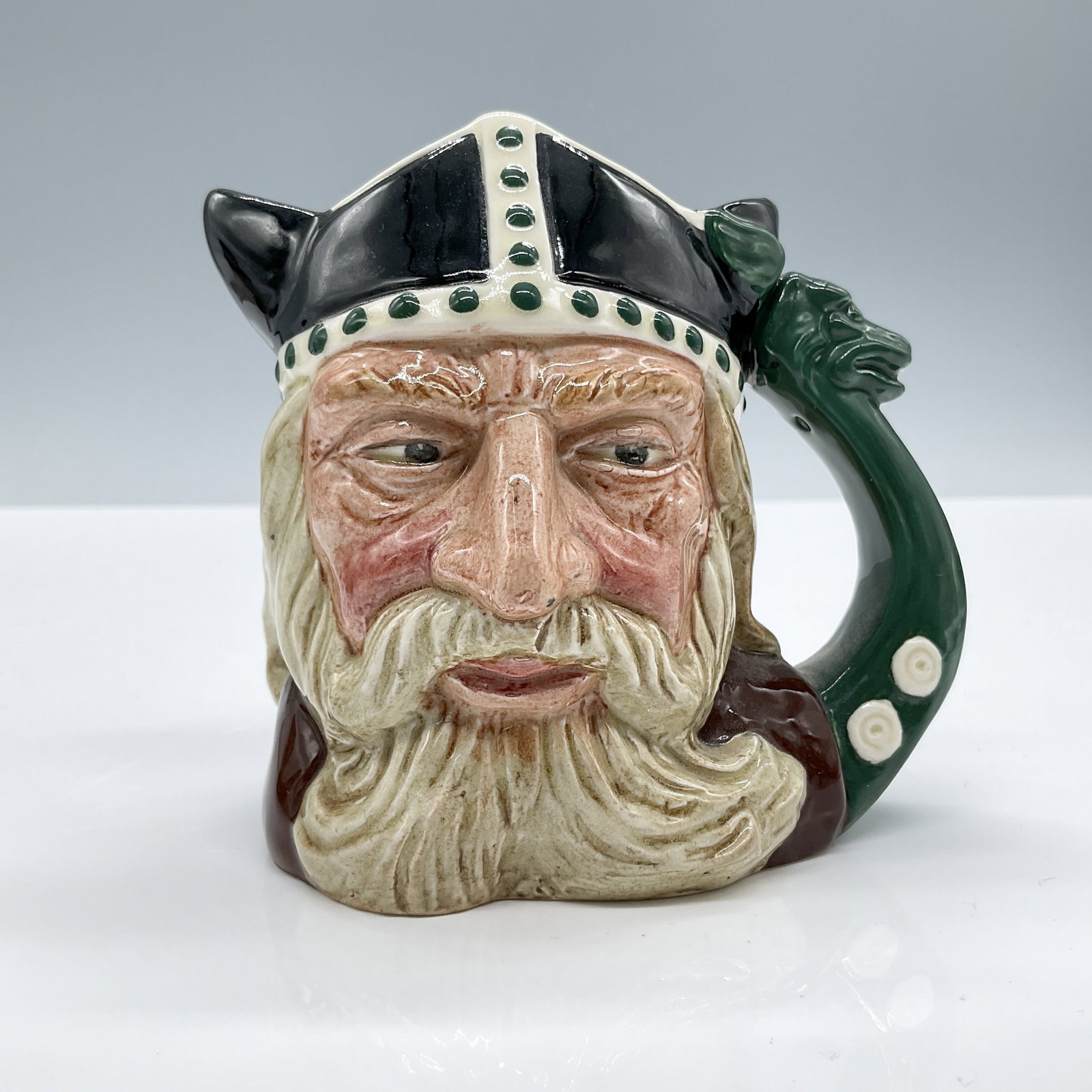 Viking D6502 - Small - Royal Doulton Character Jug: Black, green and brown coloration. Royal Doulton backstamp. Artist: Max Henk Dimensions: 4"H Date or Era: 1959 - 1975 Manufacturer or Brand: Royal Doulton Country of Origin: England