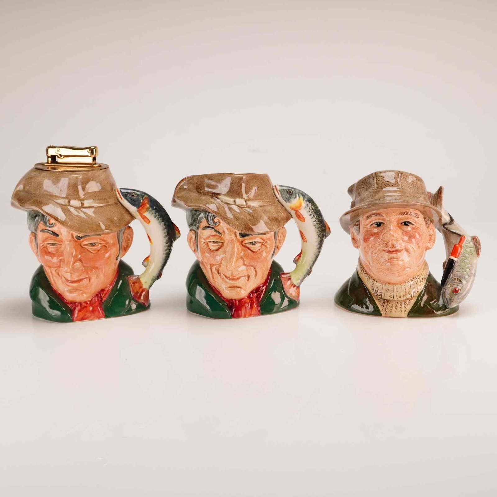3pc Royal Doulton Character Jugs and The Poacher Lighter - D6464, 6866 (1 of 4)