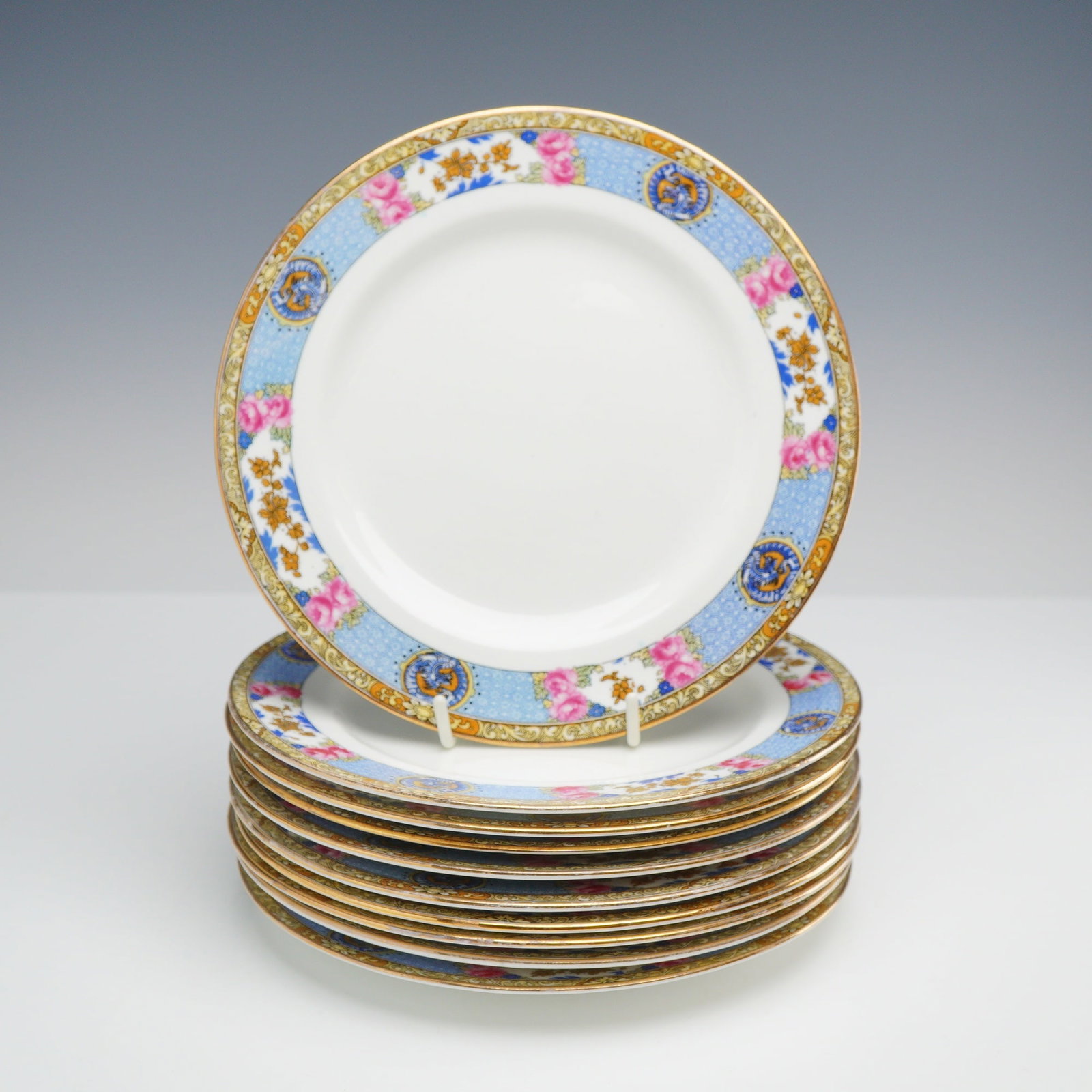 10pc Aynsley Bone China Plates, Rose (1 of 2)