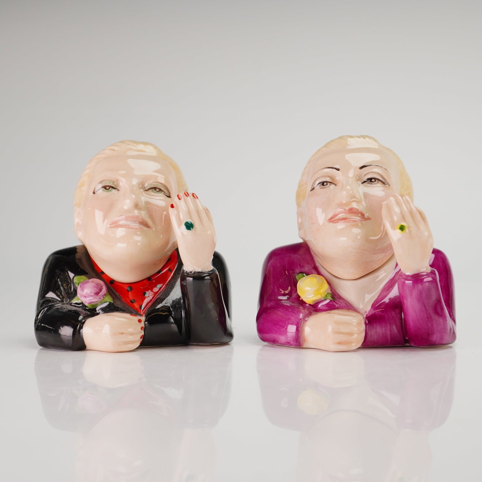 2pc Kevin Francis Eva Peron Ceramic Face Pots, Evita (1 of 4)