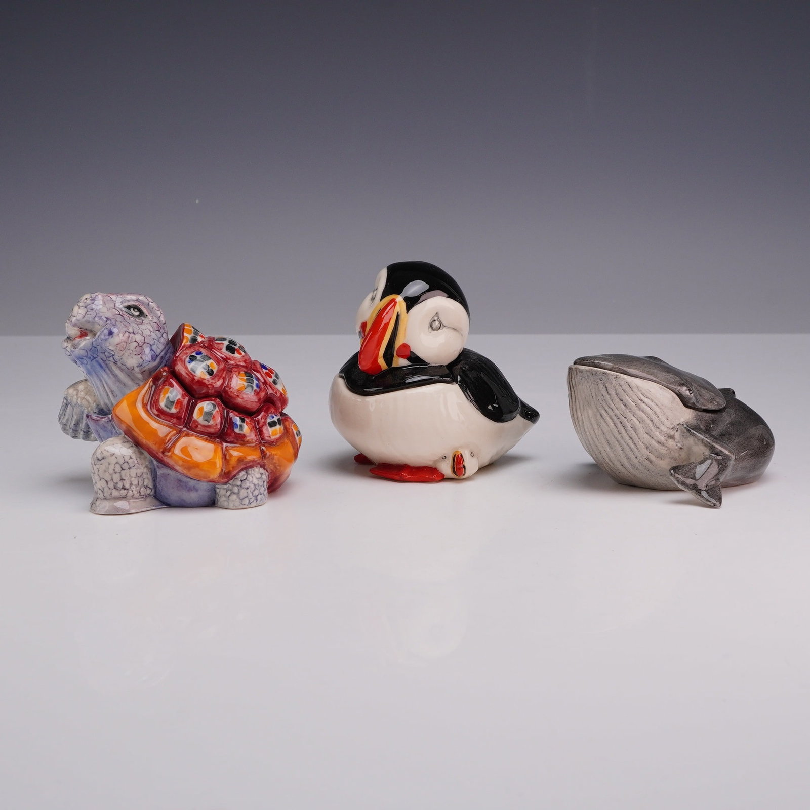 Three Kevin Francis Face Pot Animal Trinket Boxes including Tortoise Prototype (1 of 5)