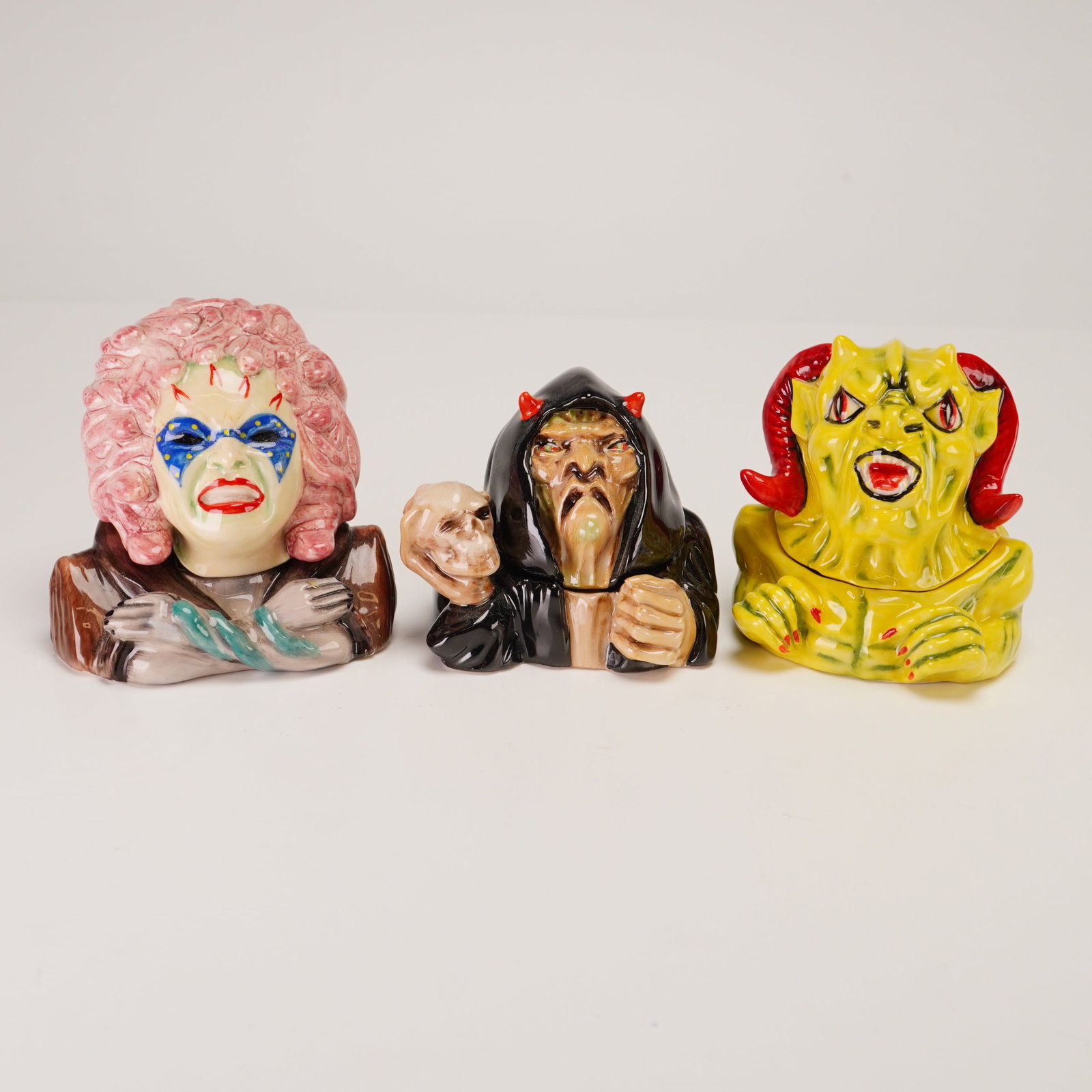 3pc Kevin Francis Ceramic Face Pots, Medusa, The Warlock, and The Demon (1 of 5)