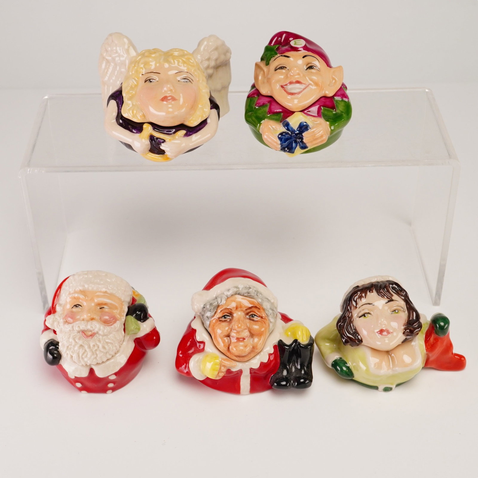 5pc Kevin Francis Christmas Themed Ceramic Face Pots (1 of 4)