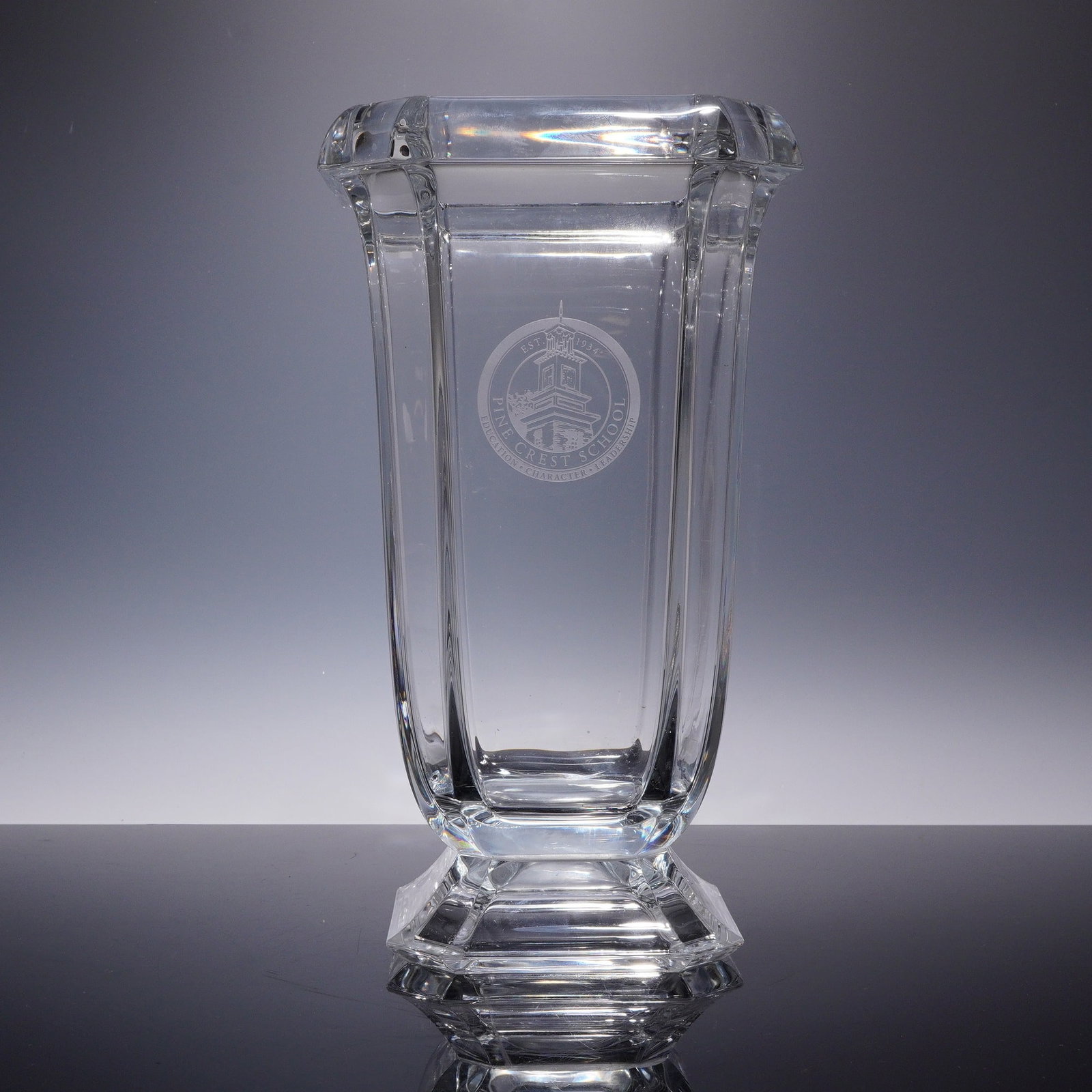 Mikasa Baron Pattern Lead Crystal Commemorative Vase for Pine Crest School (1 of 5)