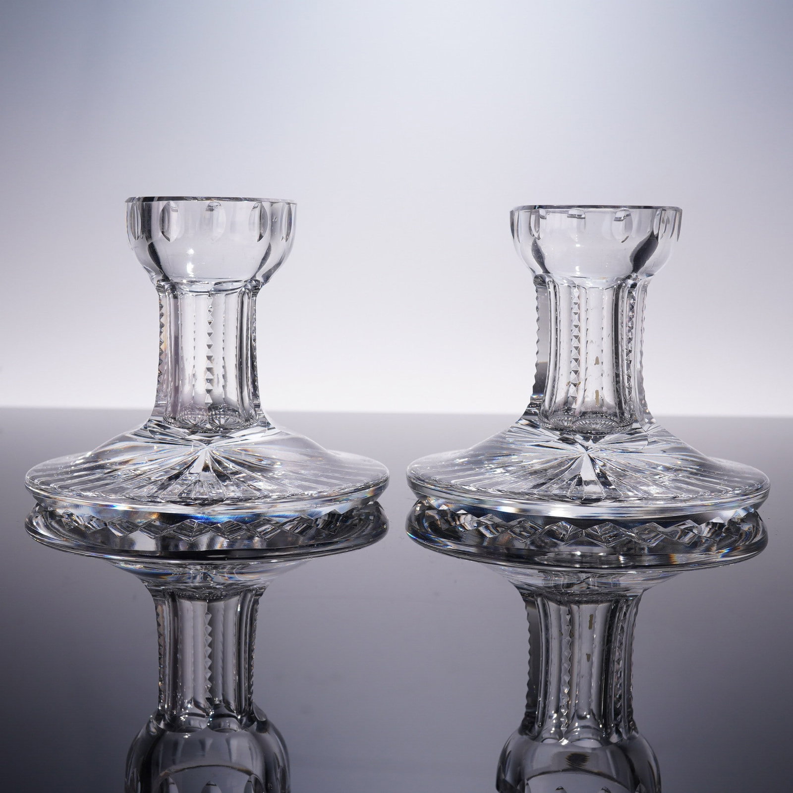 2pc Cut Crystal Candlesticks with Starburst Bases (1 of 4)