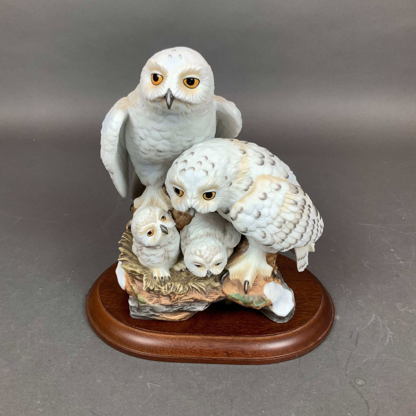 Danbury Mint by Katsumi Ito Porcelain Figurine, Snowy Owls with Base (1 of 4)