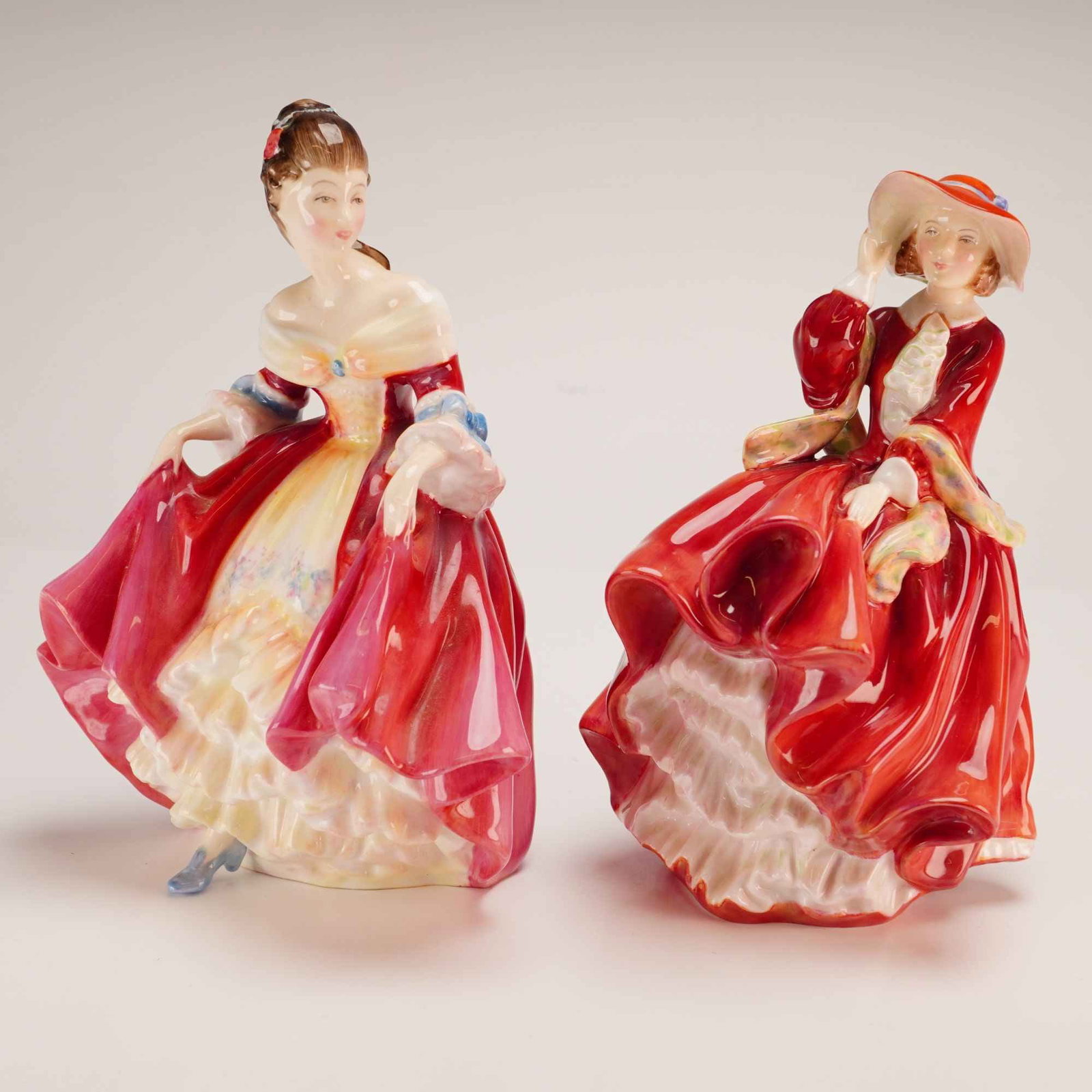 2pc Royal Doulton Porcelain Figurines, Top o' the Hill HN1834 and Southern Belle HN2229 (1 of 3)