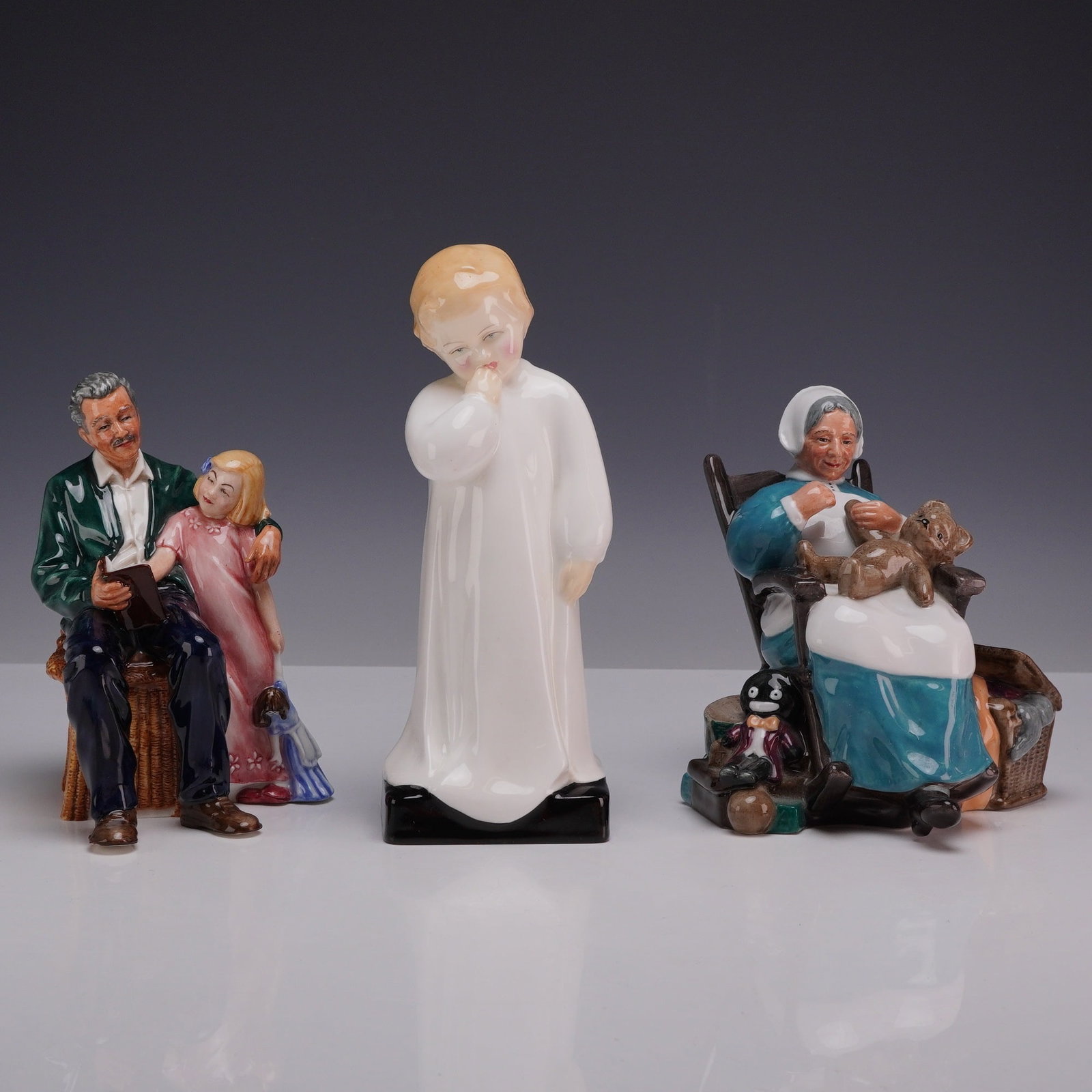 Three Royal Doulton Bone China Figurines, Darling, Grandpa's Story, and Nanny (1 of 3)
