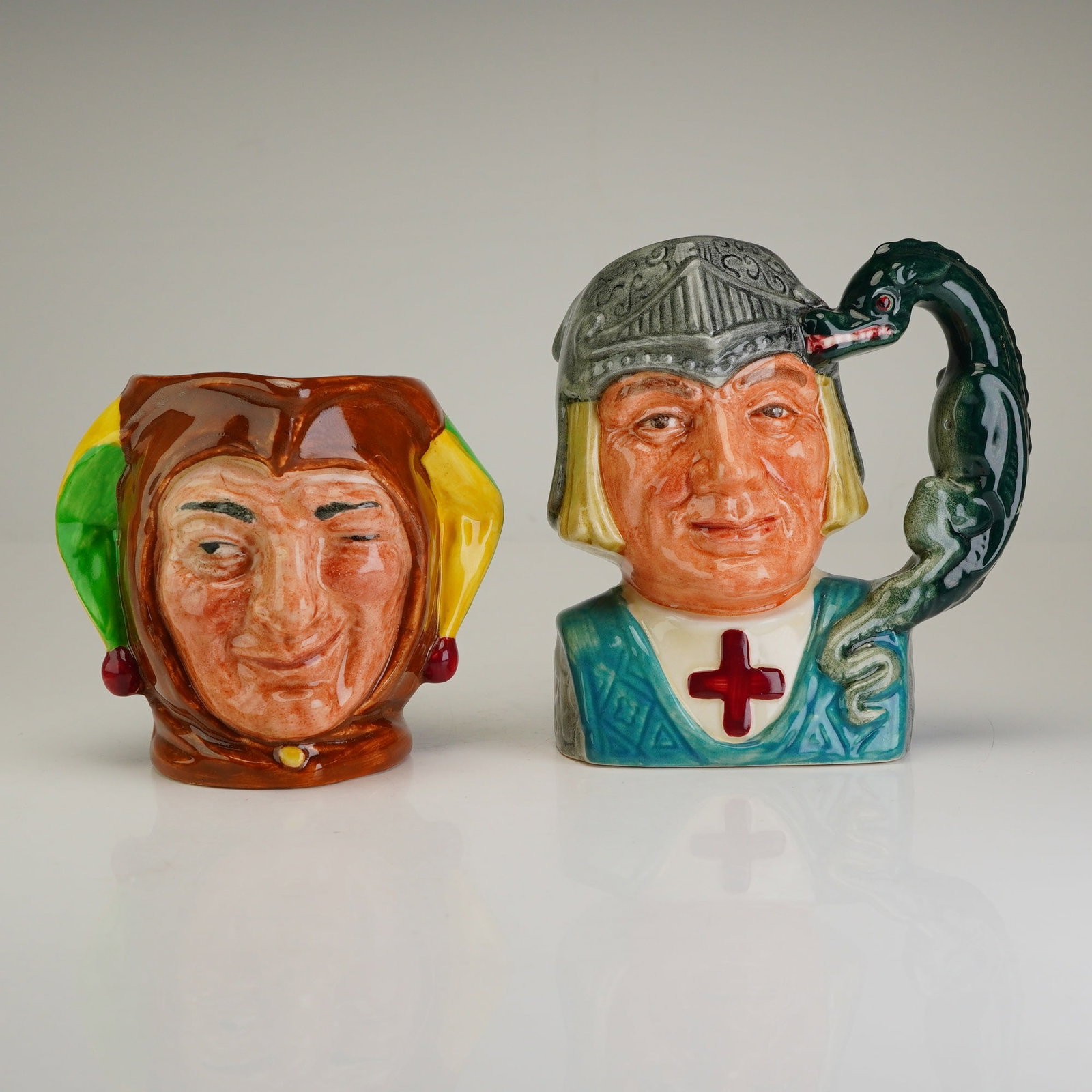 2pc Royal Doulton Small Character Jugs, Jester and St. George (1 of 3)