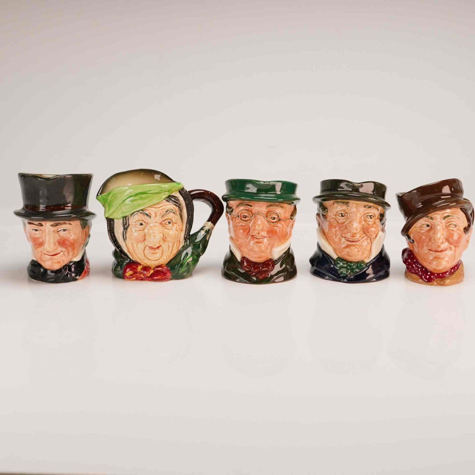 Lot of Five Royal Doulton Miniature Character Jugs Including Sam Weller and Mr. Pickwick (1 of 4)
