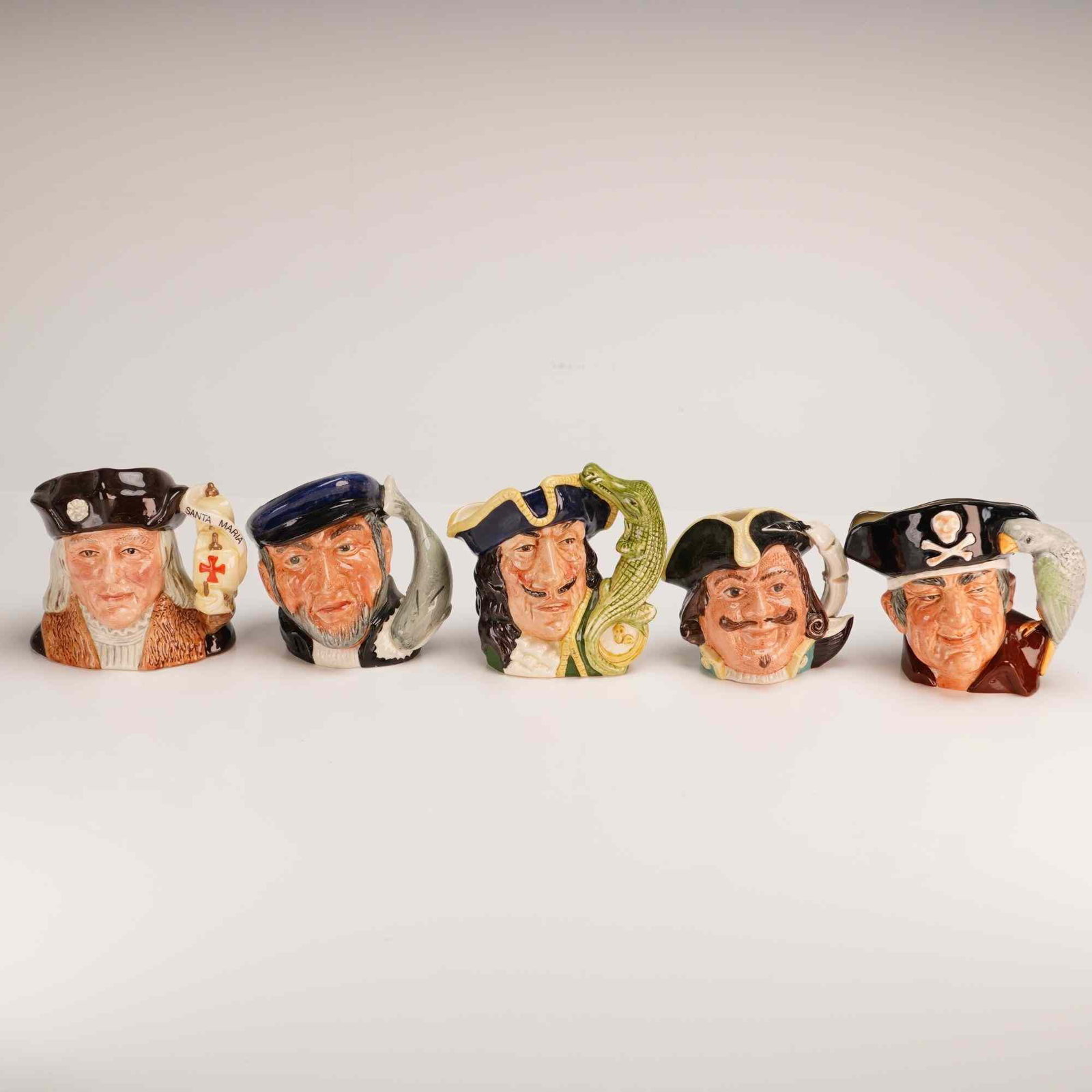 5pc Royal Doulton Small Character Jugs, Nautical Figures including Christopher Columbus D6911 (1 of 4)