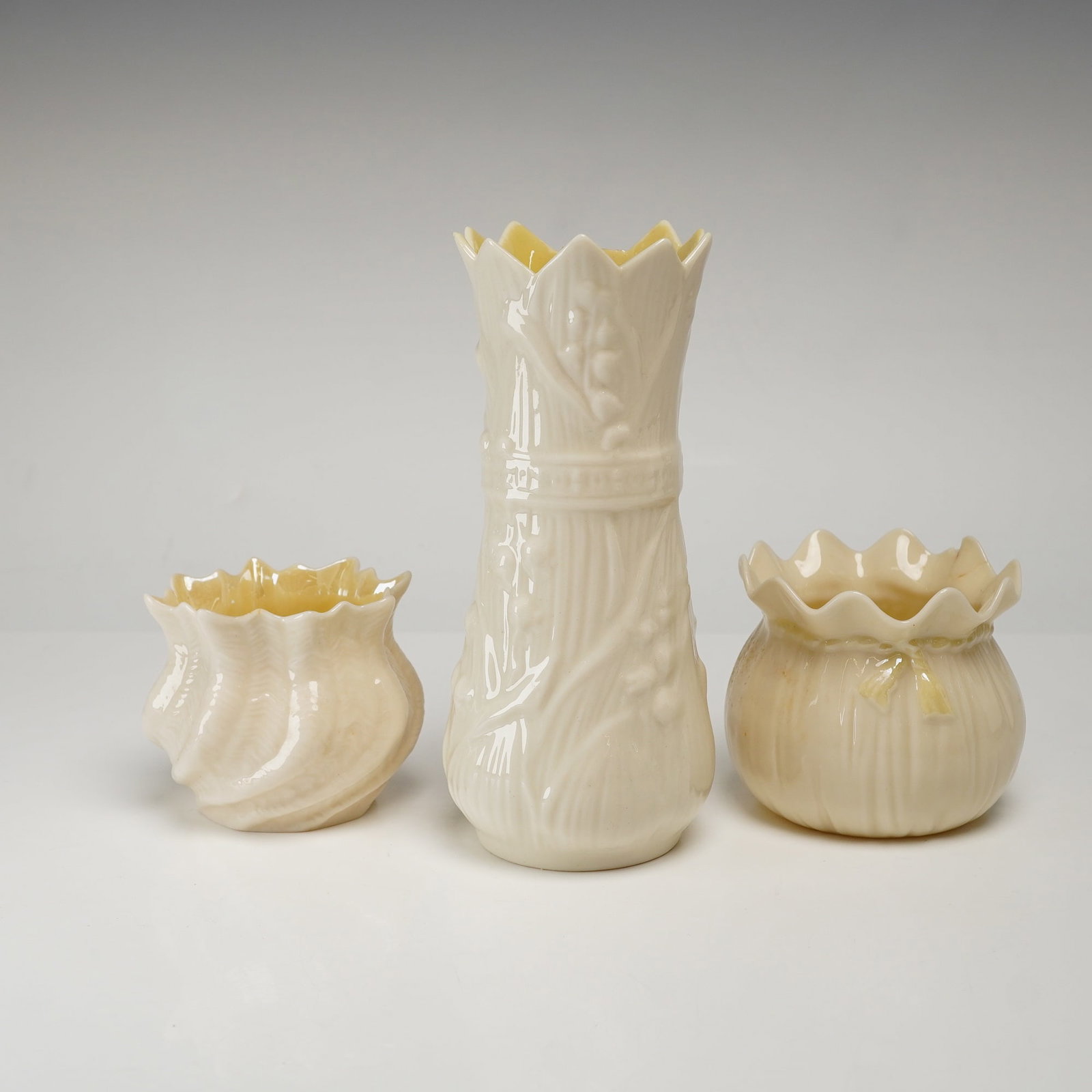 Belleek Lily of the Valley and Ribbed Parian Porcelain Vases (1 of 4)