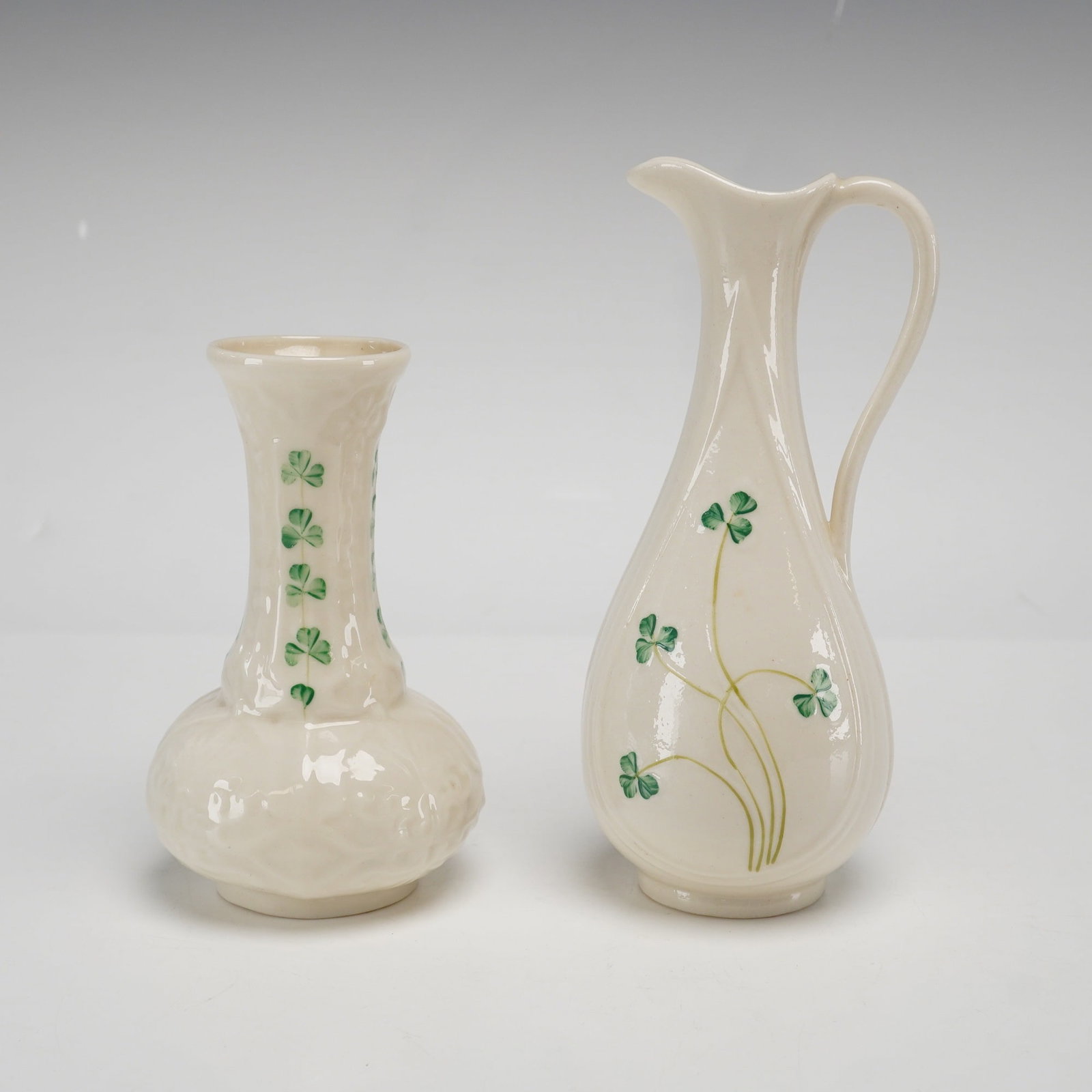Two Belleek Parian Porcelain Shamrock Pattern Items (1 of 3)