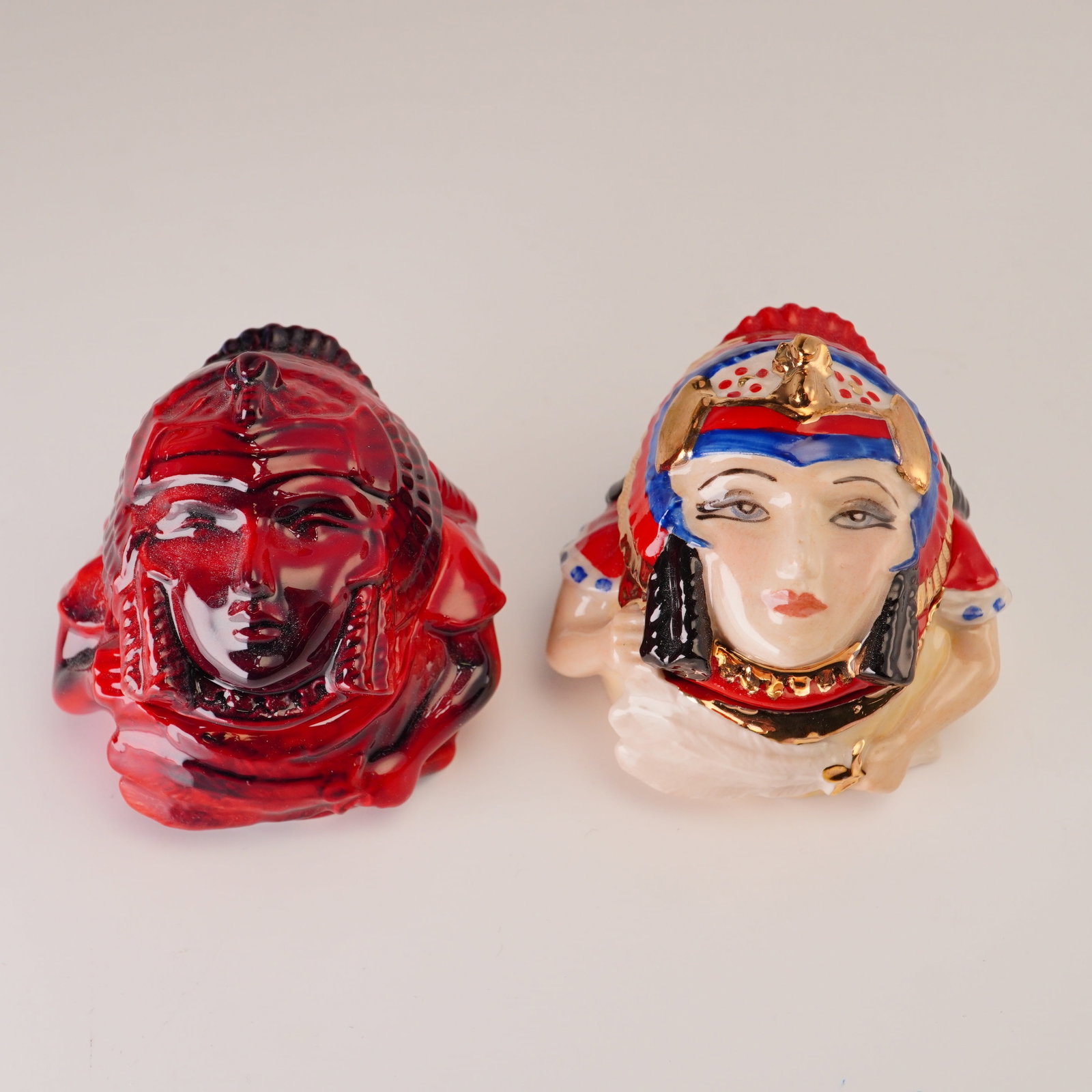 2pc Kevin Francis Ceramic Face Pots, Cleopatra and Prototype Cleopatra (1 of 4)