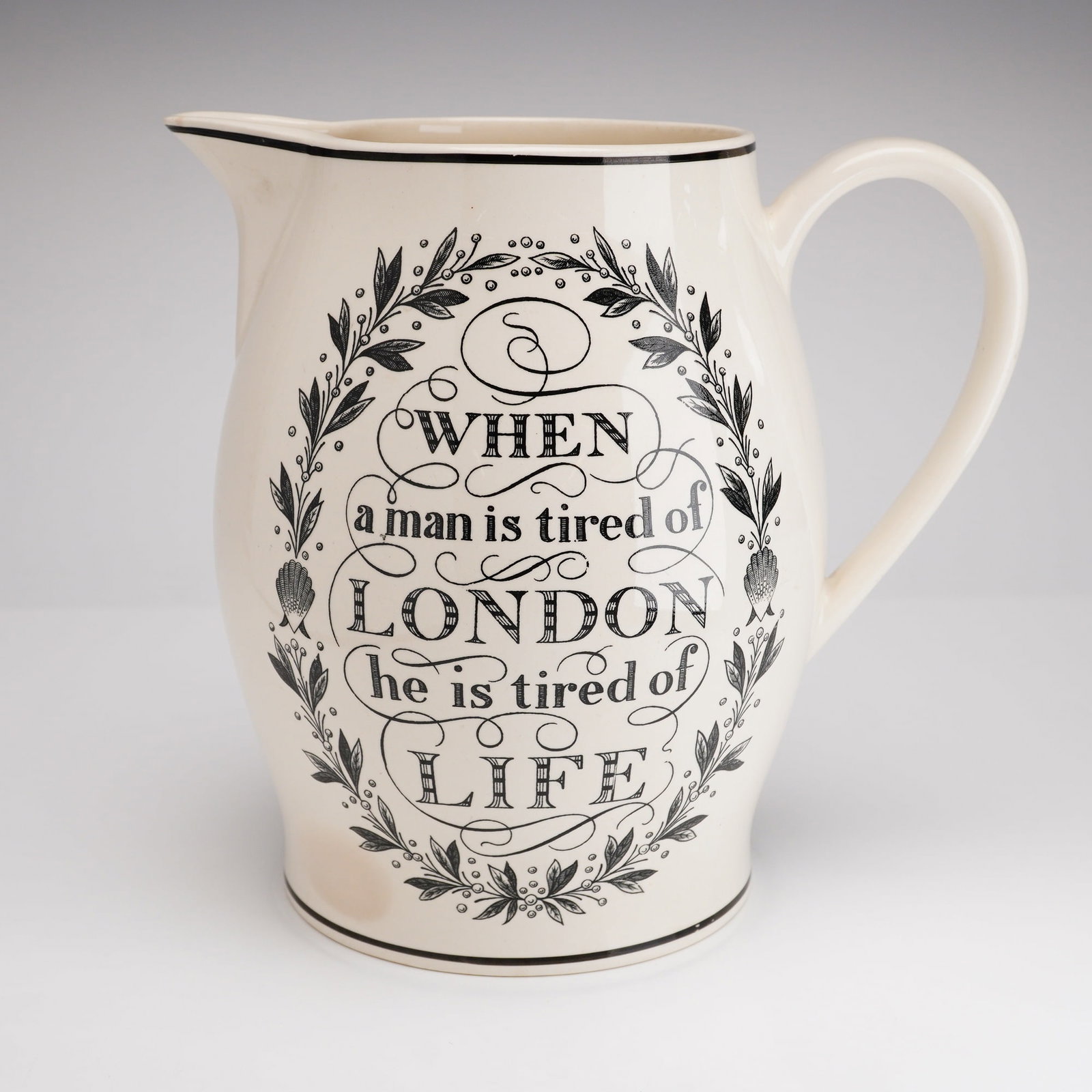 Wedgwood Creamware The London Jug Featuring Samuel Johnson and William Wordsworth Literary Text (1 of 3)