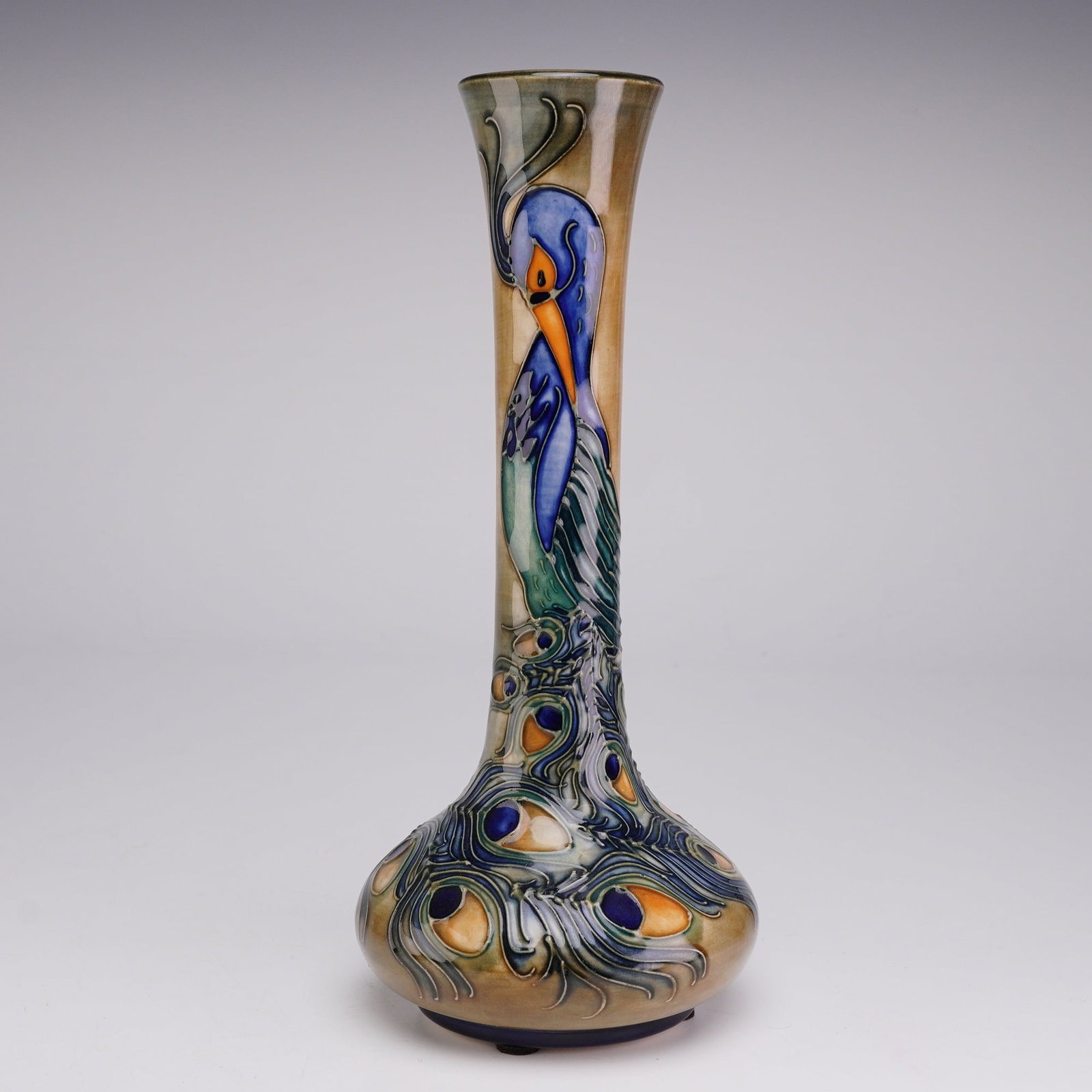 Moorcroft Pottery Bud Vase, Peacock (1 of 3)