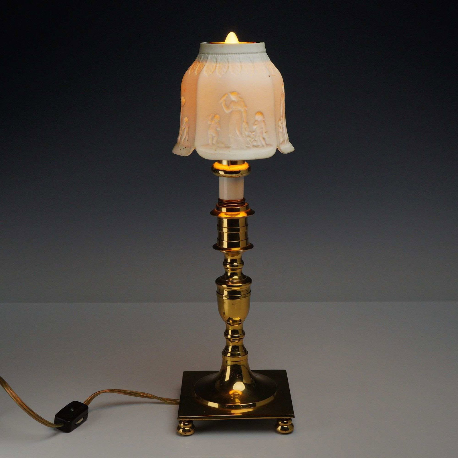 Neoclassical Style Brass Table Lamp with a Wedgwood Bisque Porcelain Shade from the Rubin Collection (1 of 6)
