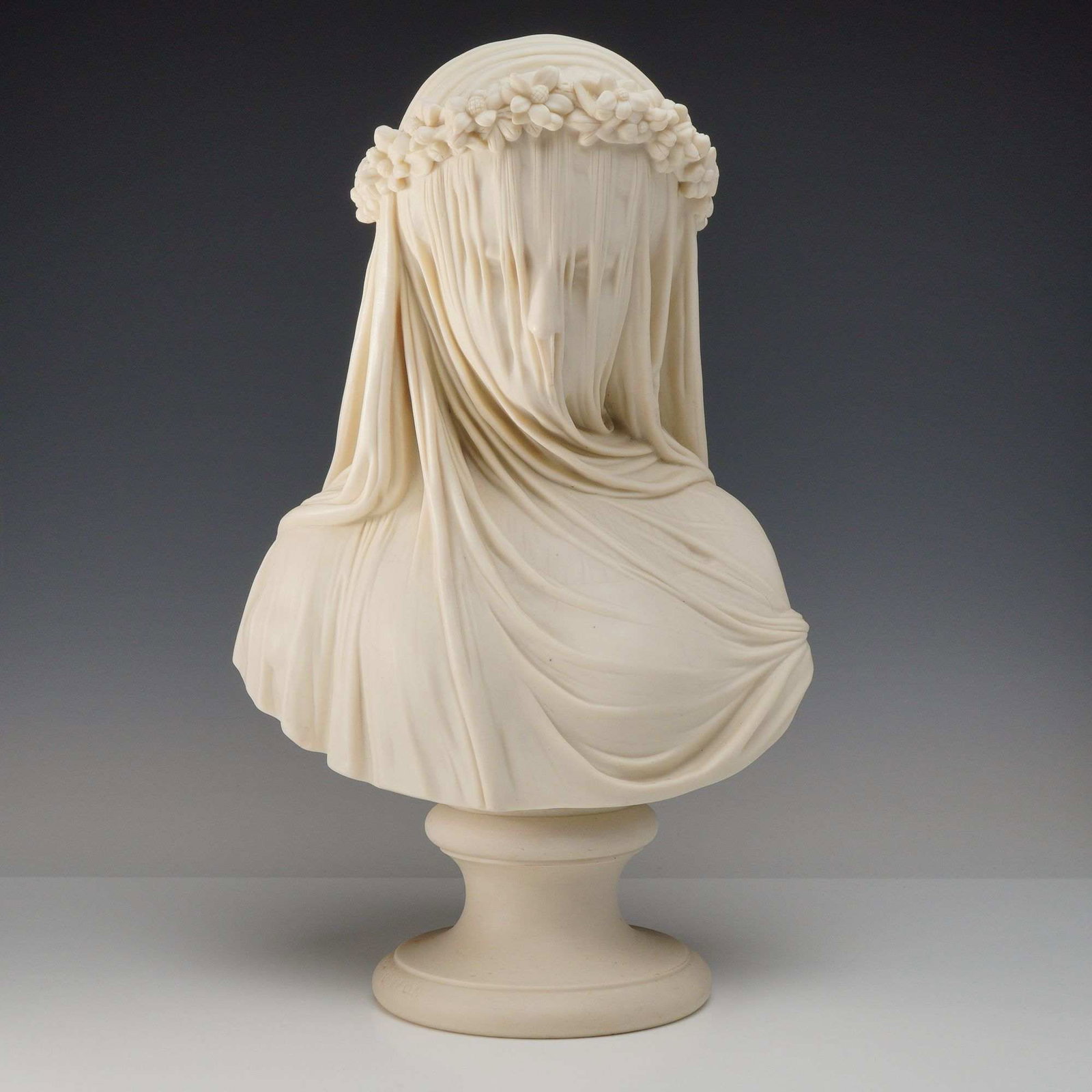 Raffaele Monti for Copeland, Parian Porcelain Bust The Veiled Bride, 1861 (1 of 6)