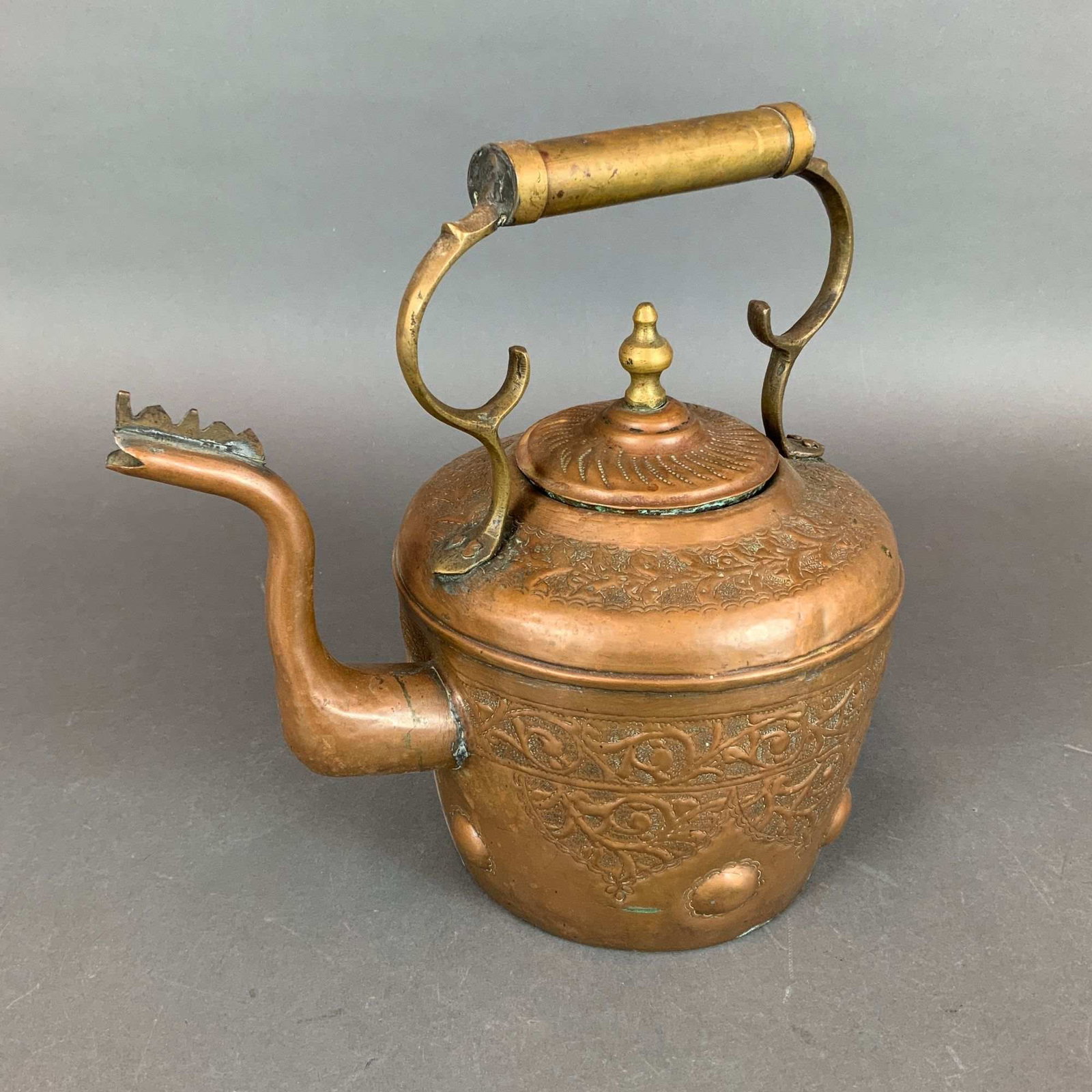 Moroccan Copper and Brass Tea Kettle with Chased Decoration (1 of 4)