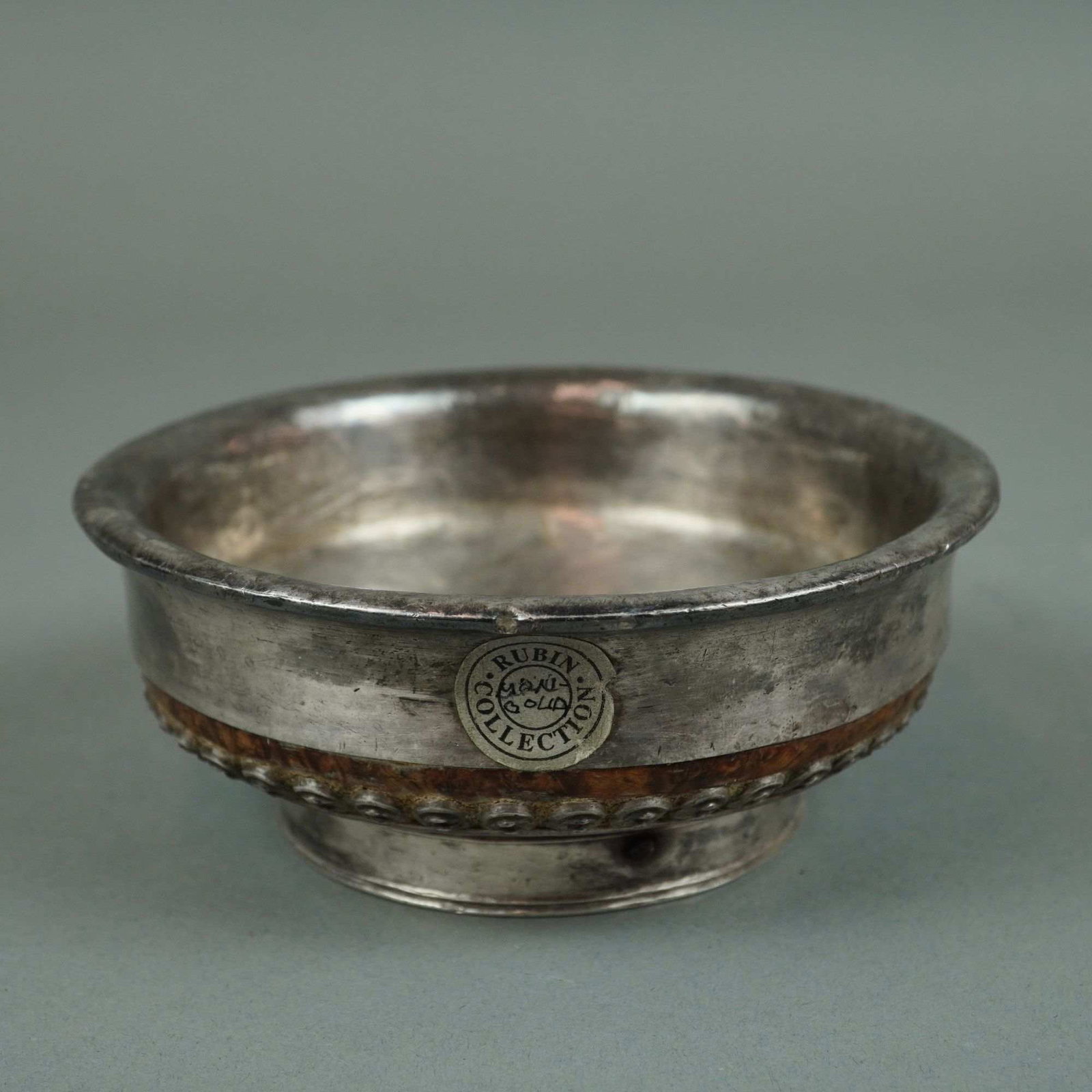 Mongolian Sterling Silver King Bowl with Pierced Openwork Base and Dragon Medallion (1 of 3)