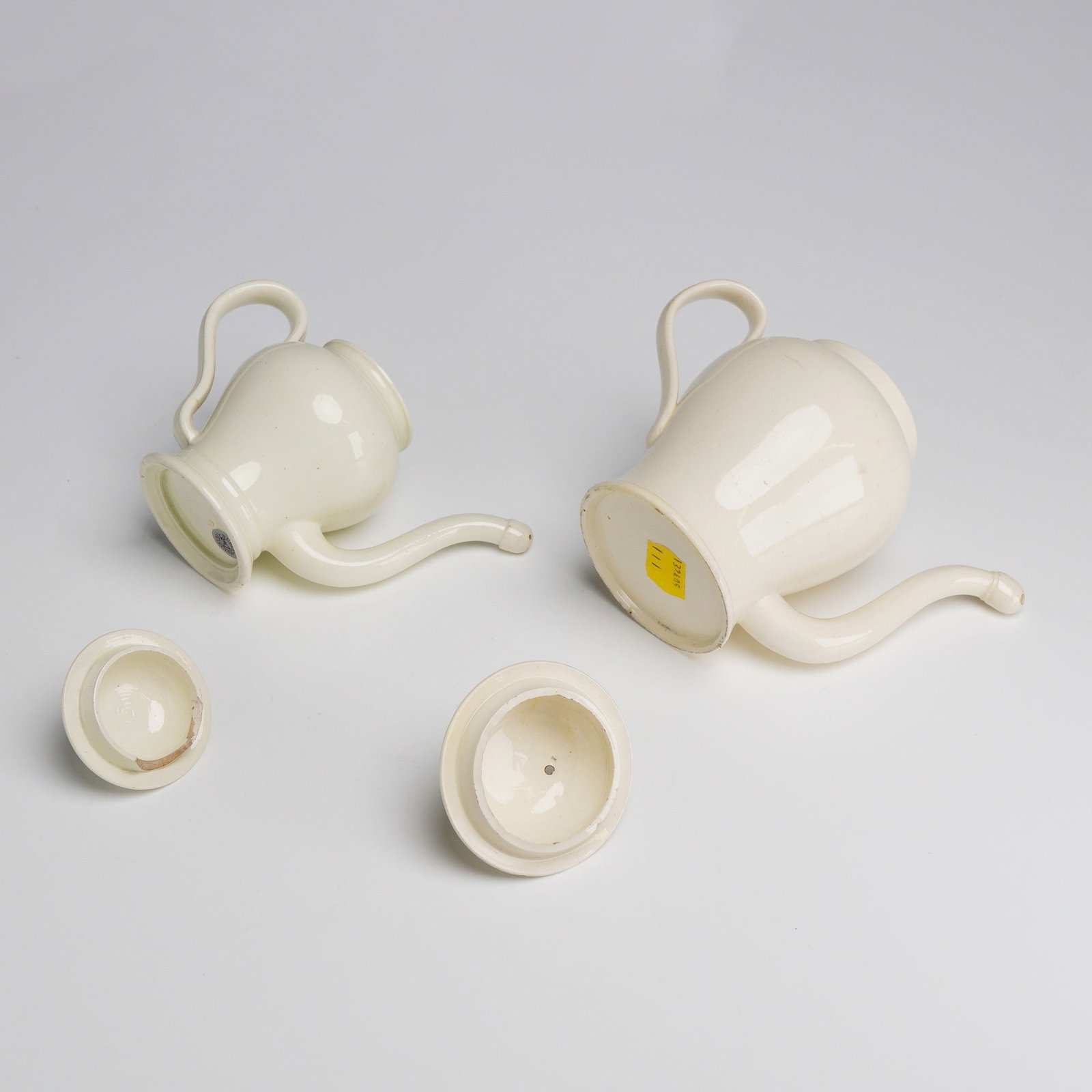 2pc Creamware Bubby Pots - 3