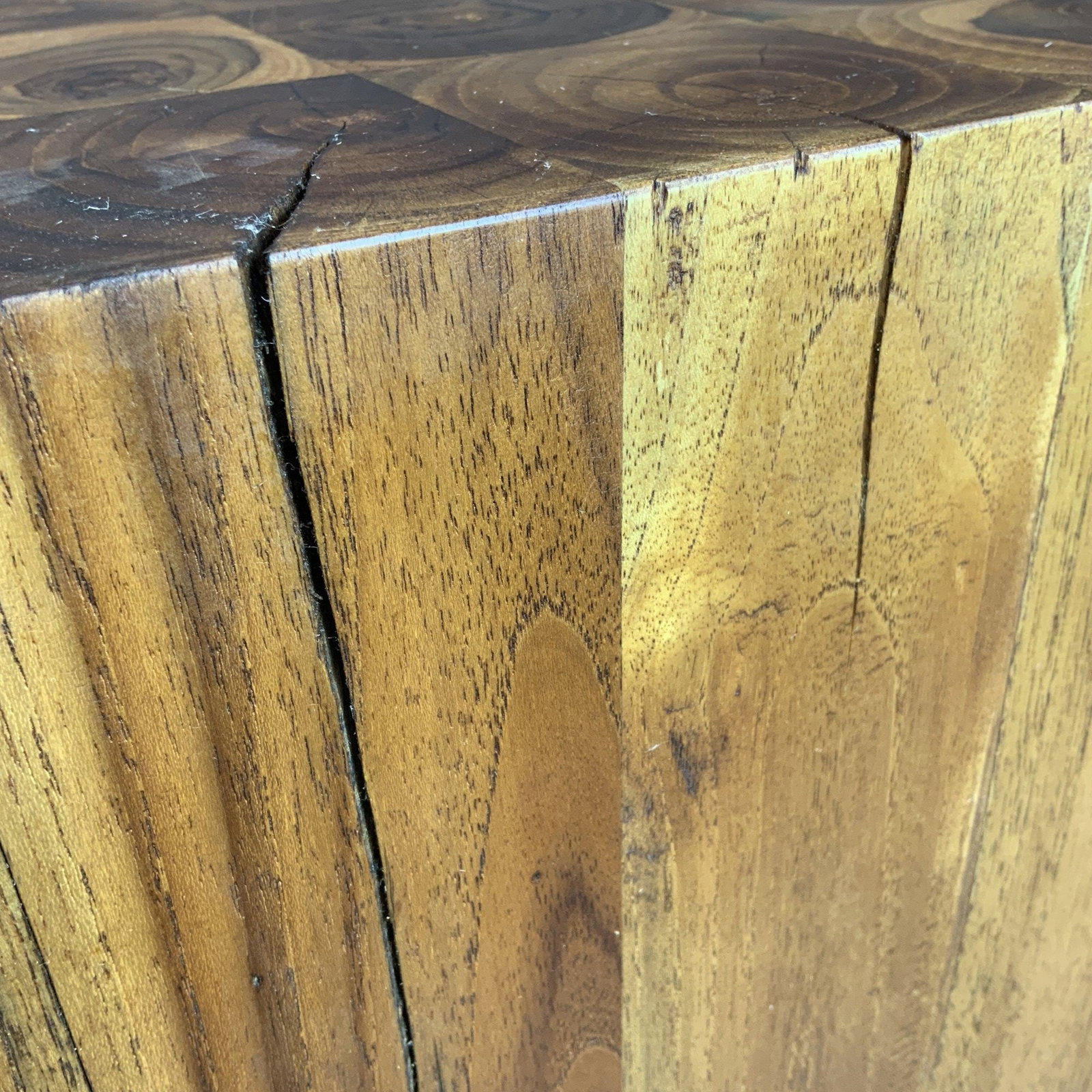 Natural Solid Wood Cube Pedestal or Side Table - 4