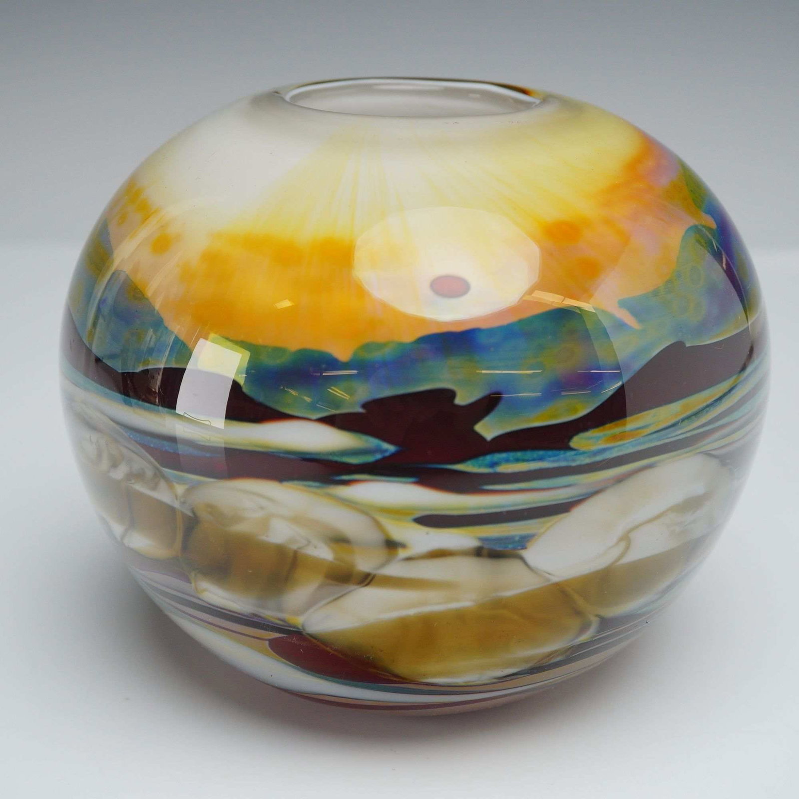 Rick Miller Studio Art Glass Landscape Vase Signed 1983 (1 of 4)